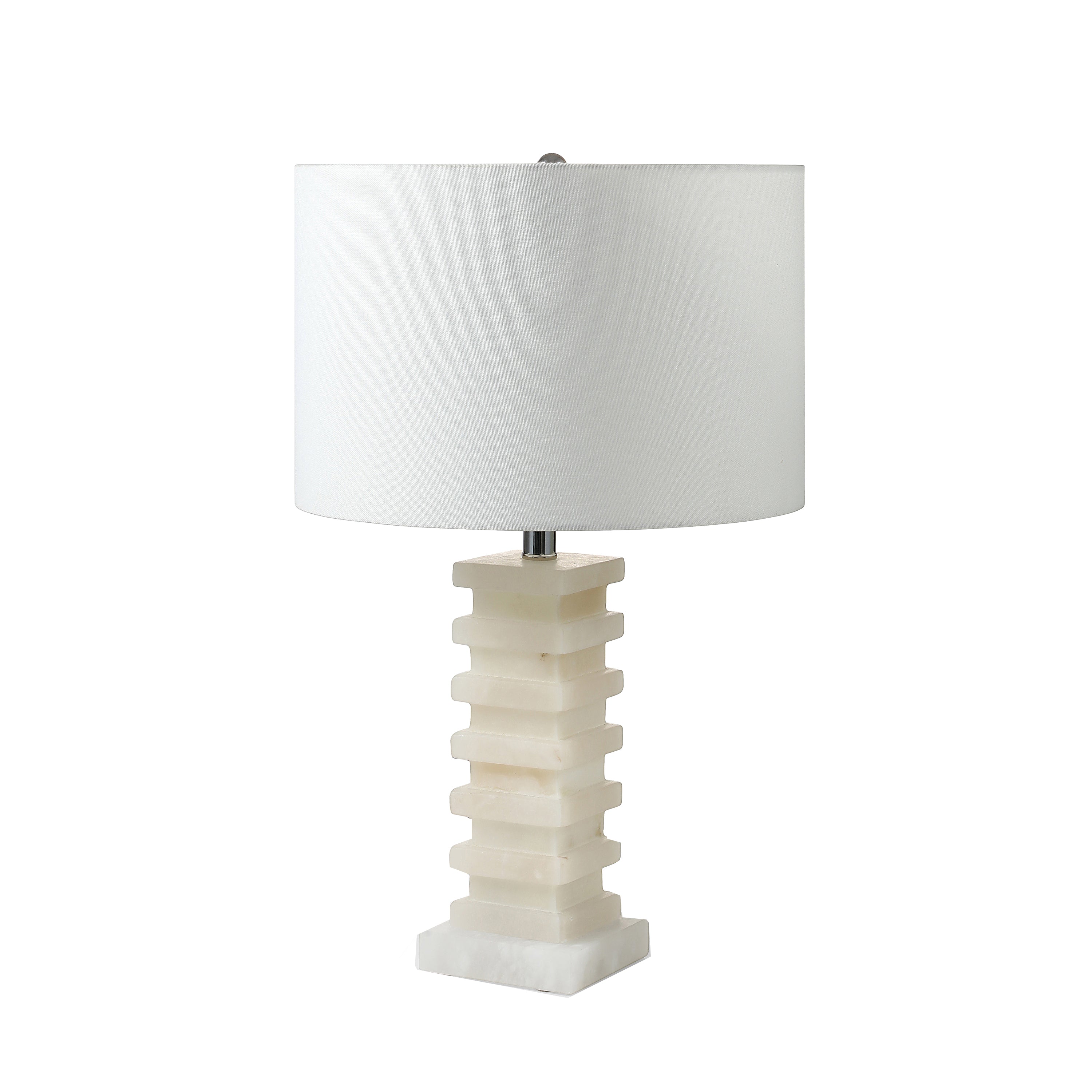 Alternating Stacked Square Alabaster Table Lamp with Night Light