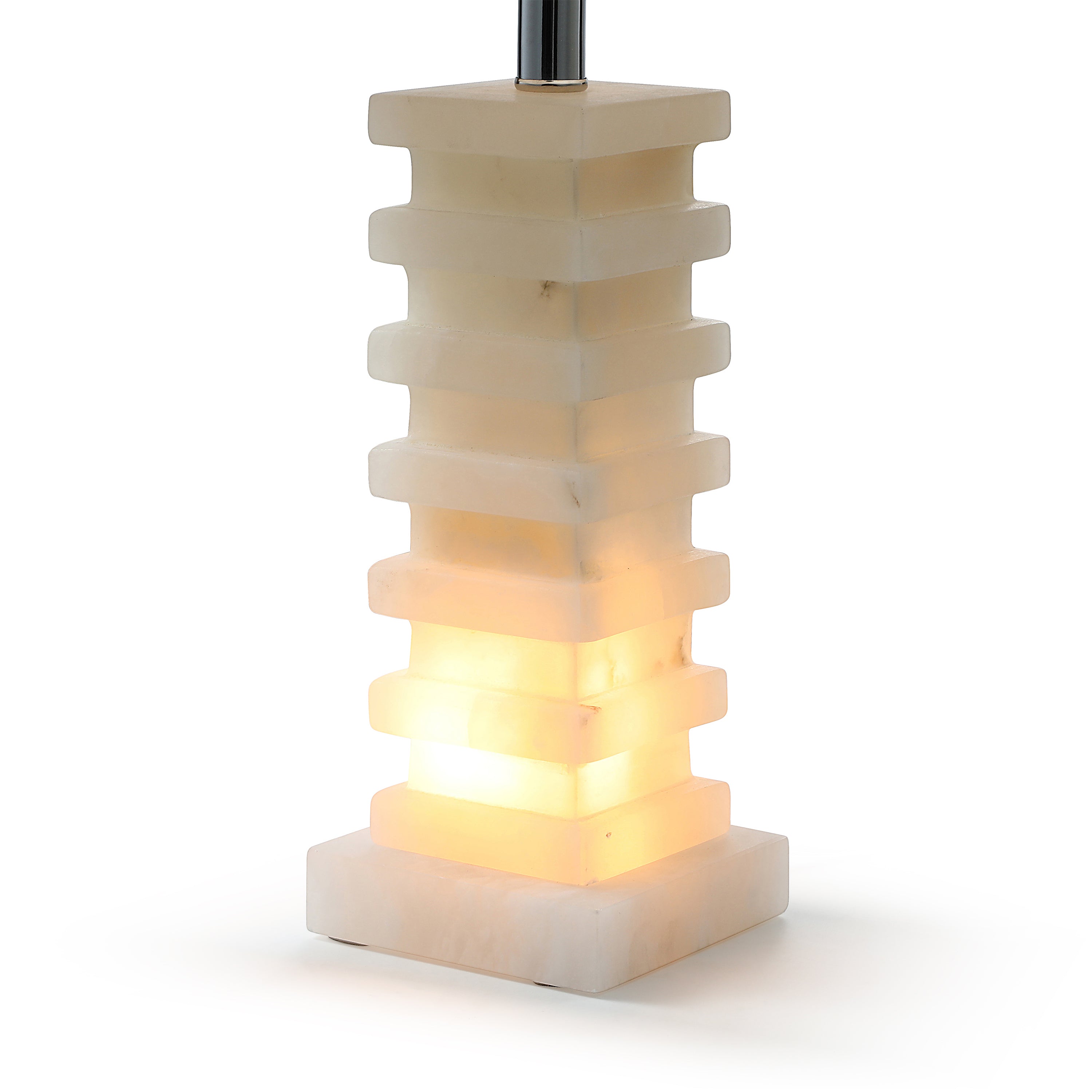 Alternating Stacked Square Alabaster Table Lamp with Night Light