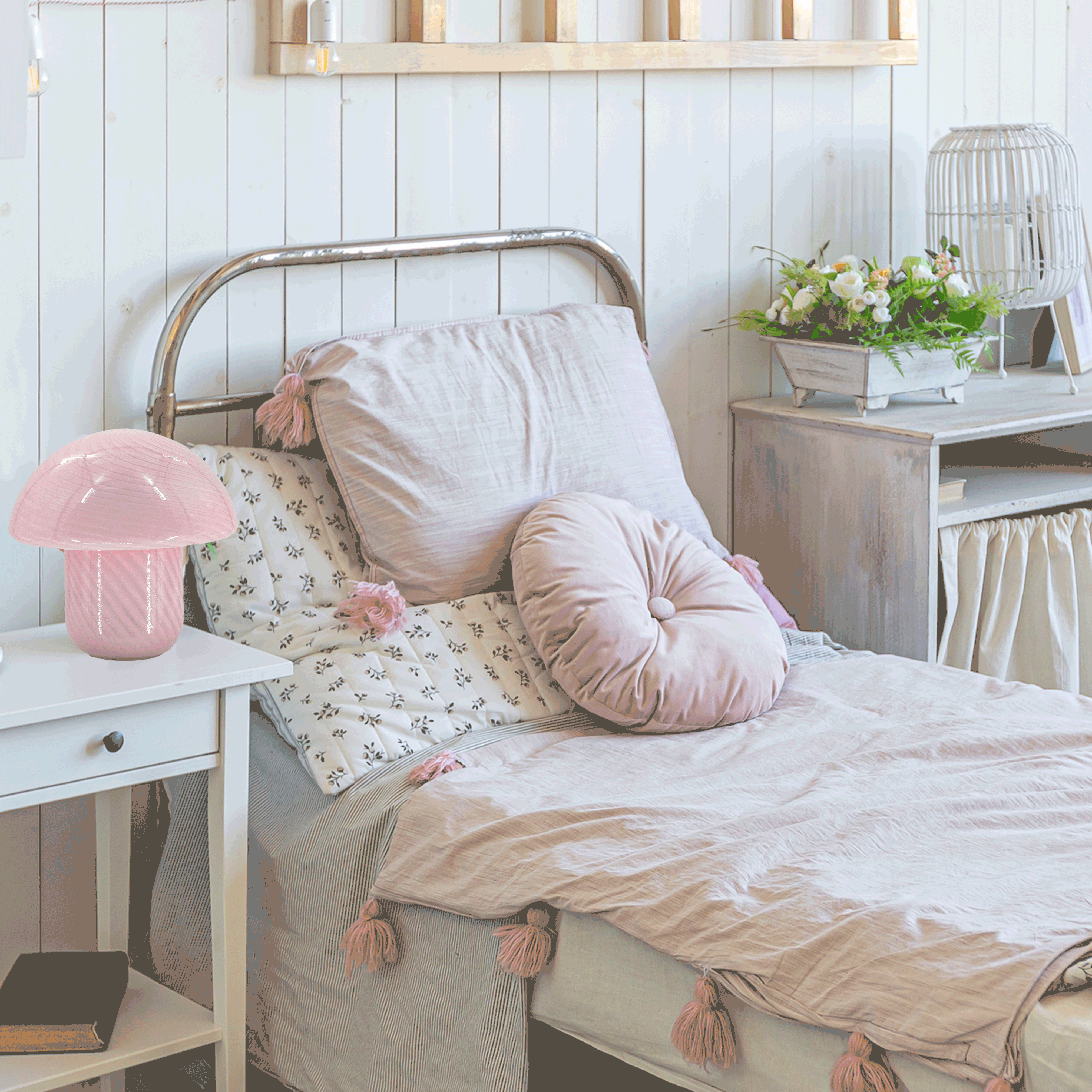 Stripe Pattern Pink Mushroom Lights