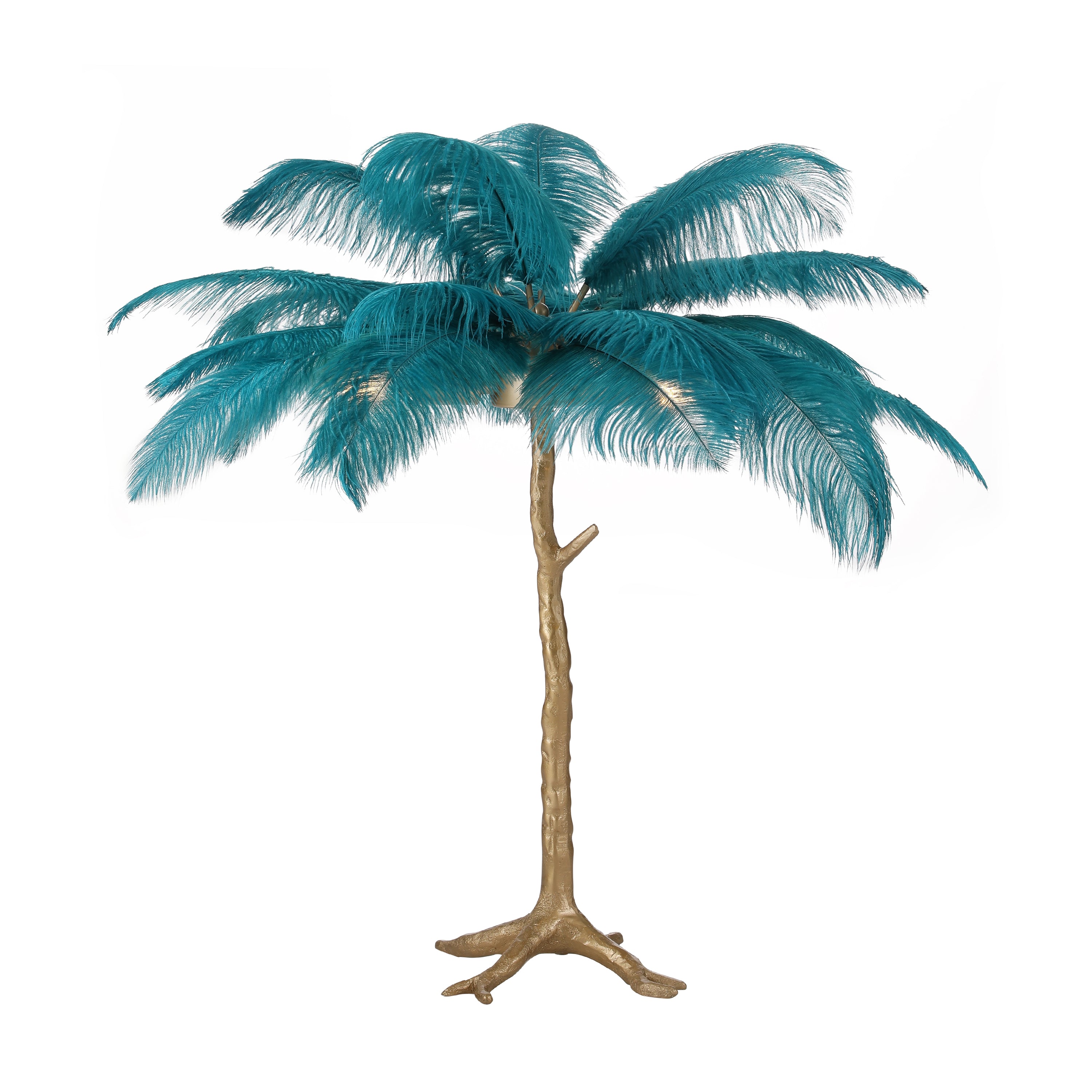 Turquoise Blue Ostrich Feather Table Lamp