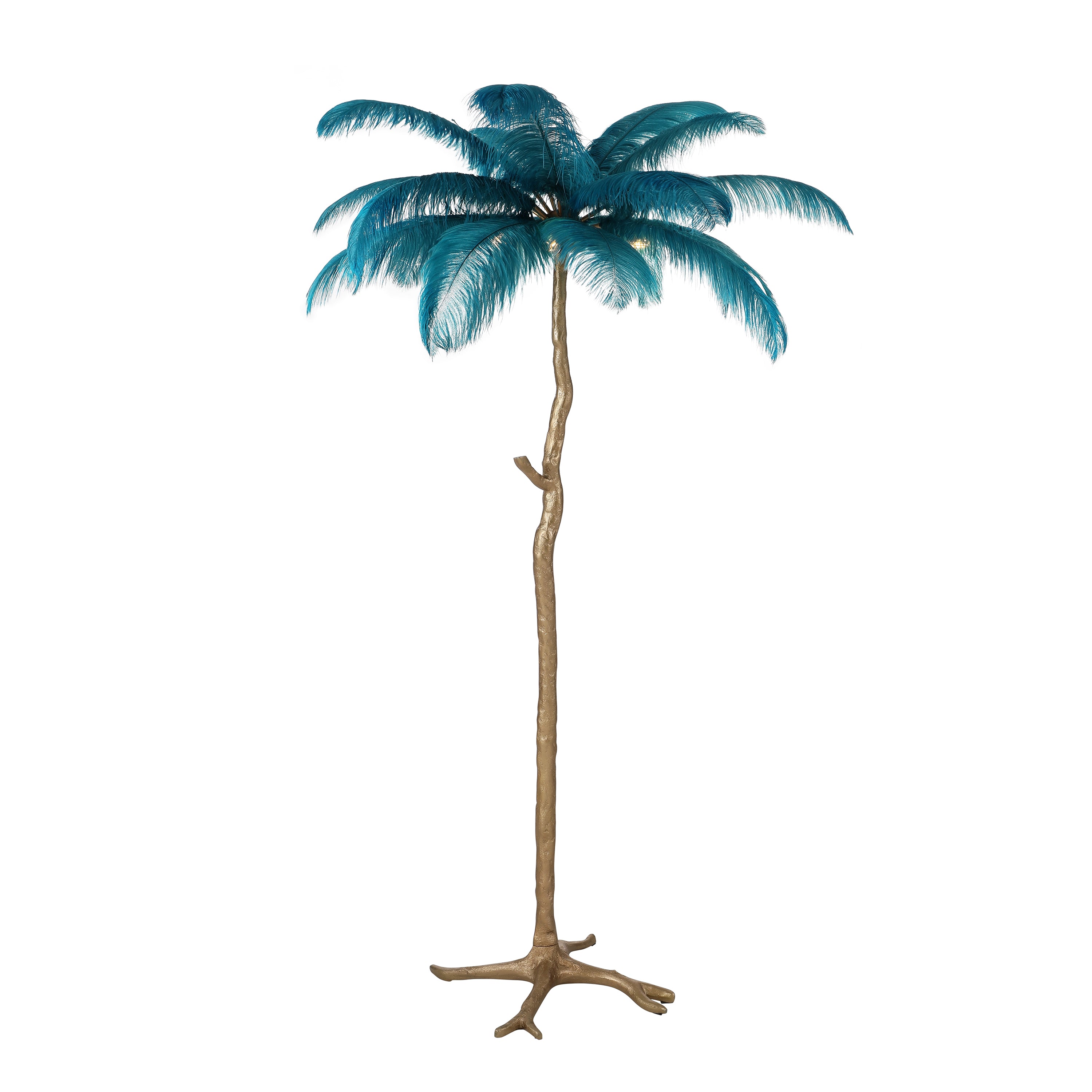 Turquoise Blue Ostrich Feather Floor Lamp