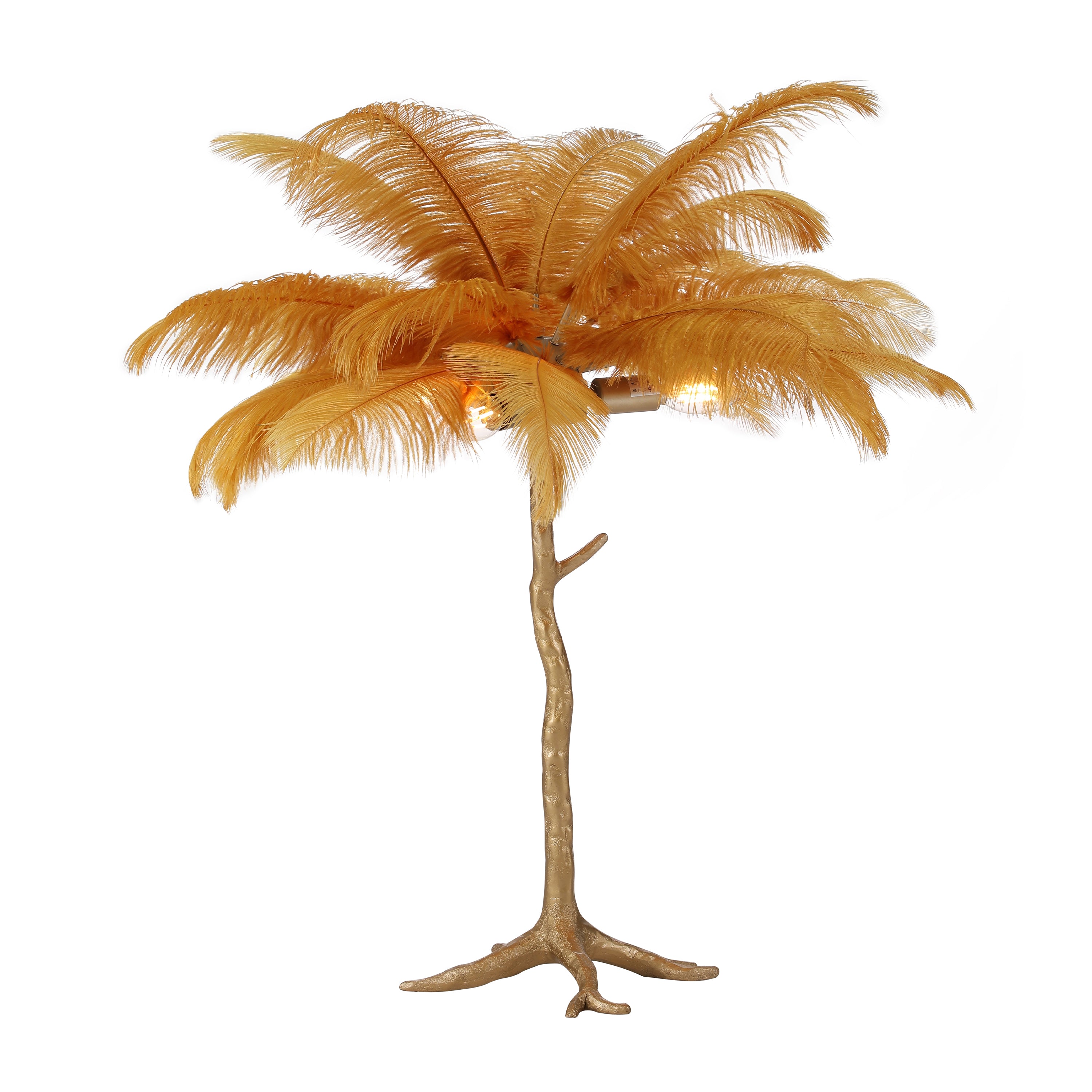 Gold Ostrich Feather Table Lamp