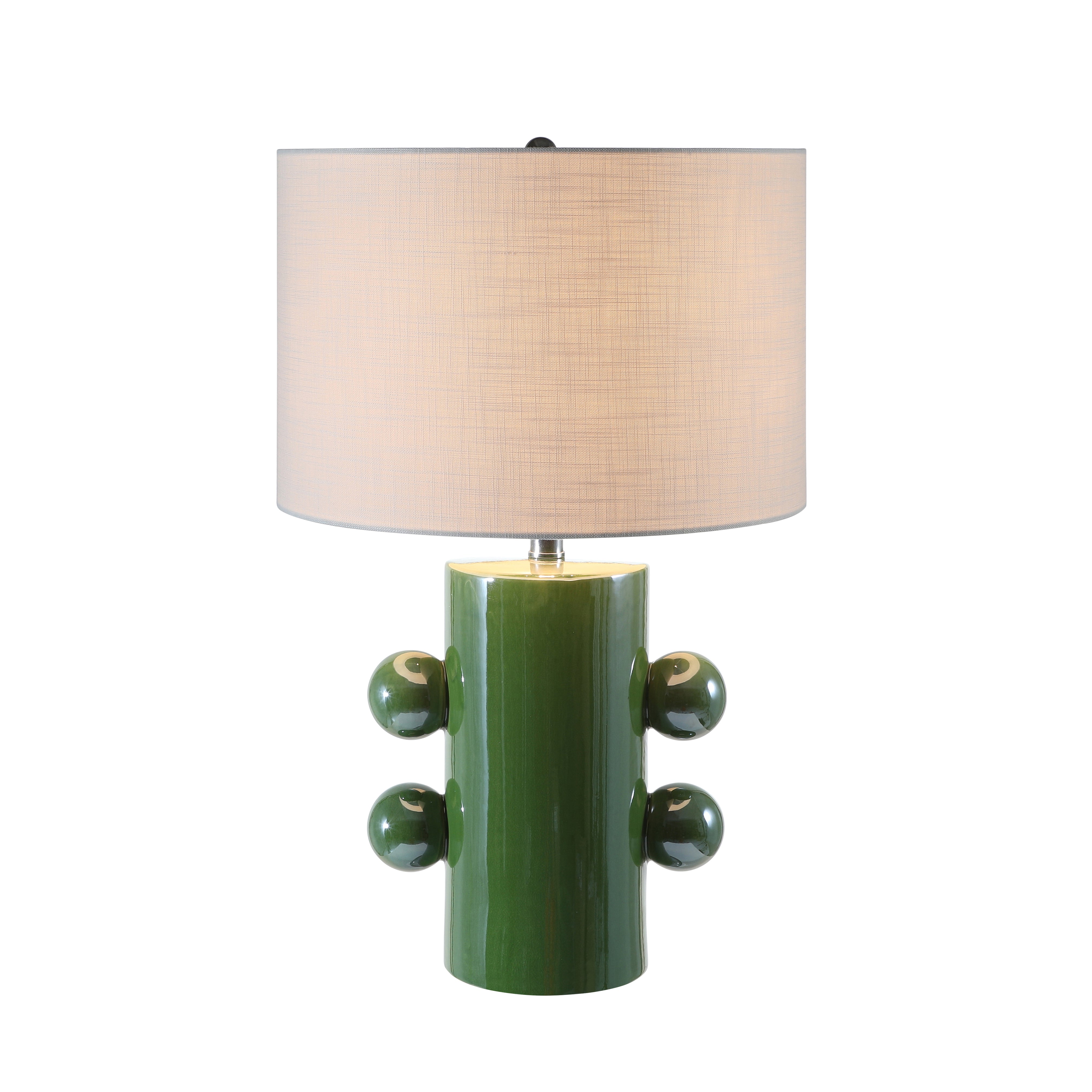 Round Column with Four Orbs Turquoise Green Plated Ceramic Table Lamp