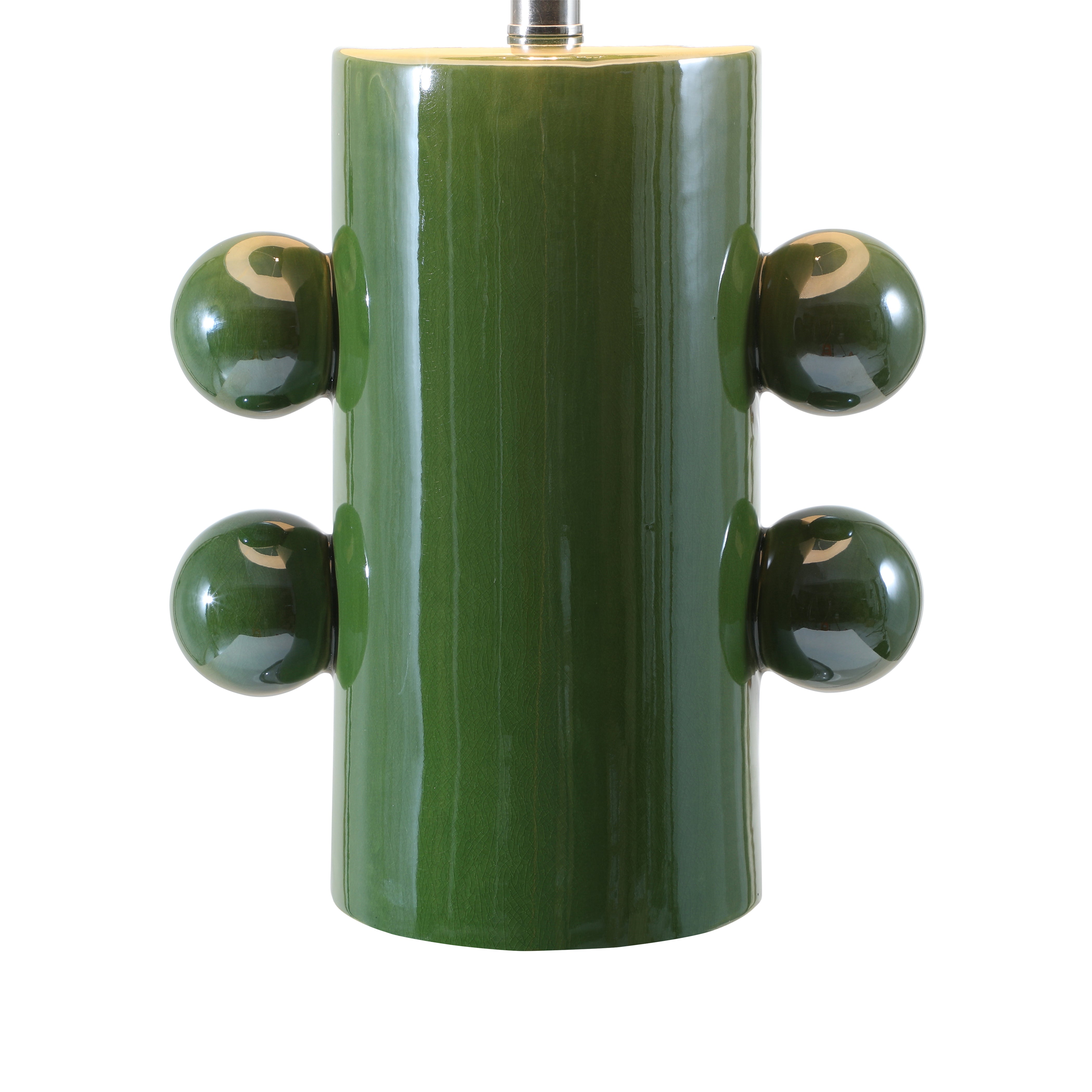 Round Column with Four Orbs Turquoise Green Plated Ceramic Table Lamp