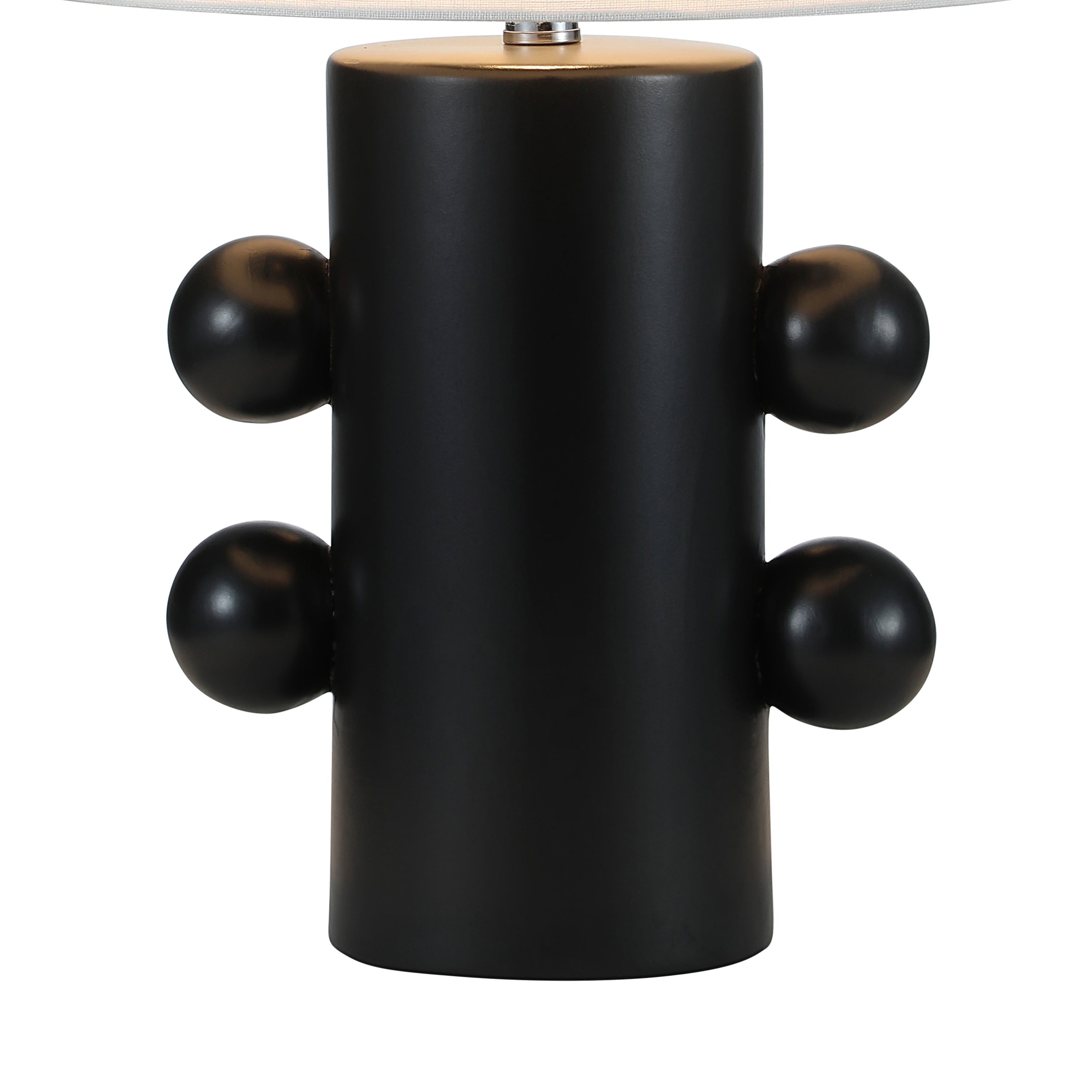 Round Column with Four Orbs Black Ceramic Table Lamp