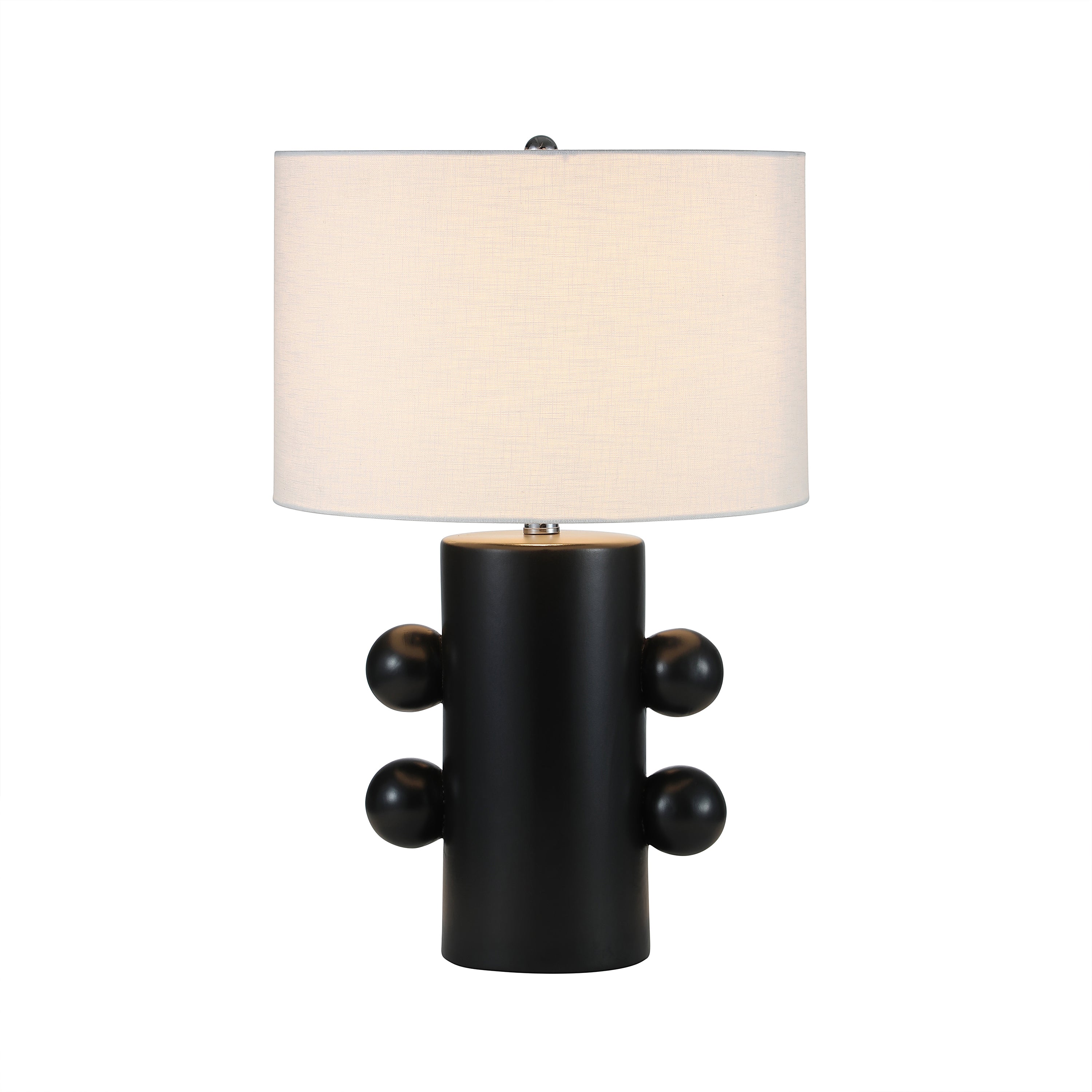 Round Column with Four Orbs Black Ceramic Table Lamp