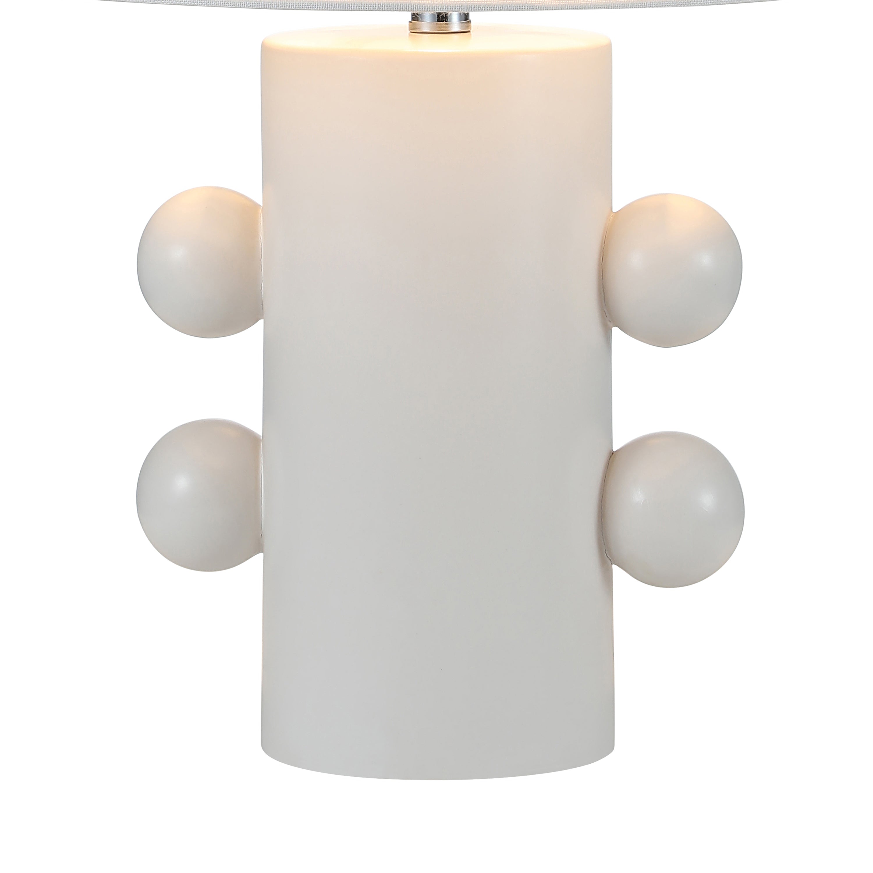 Round Column with Four Orbs White Ceramic Table Lamp