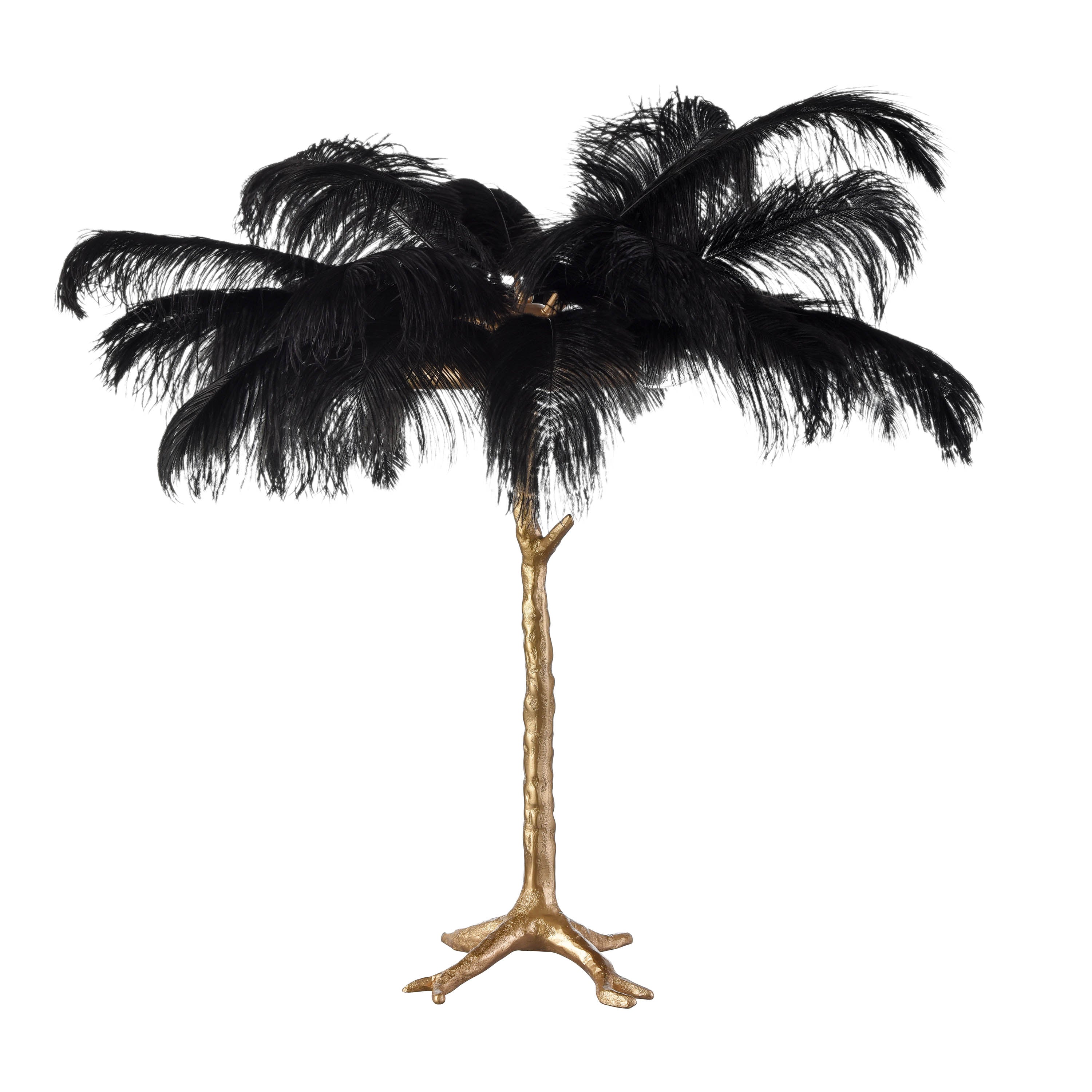 Black Ostrich Feather Table Lamp