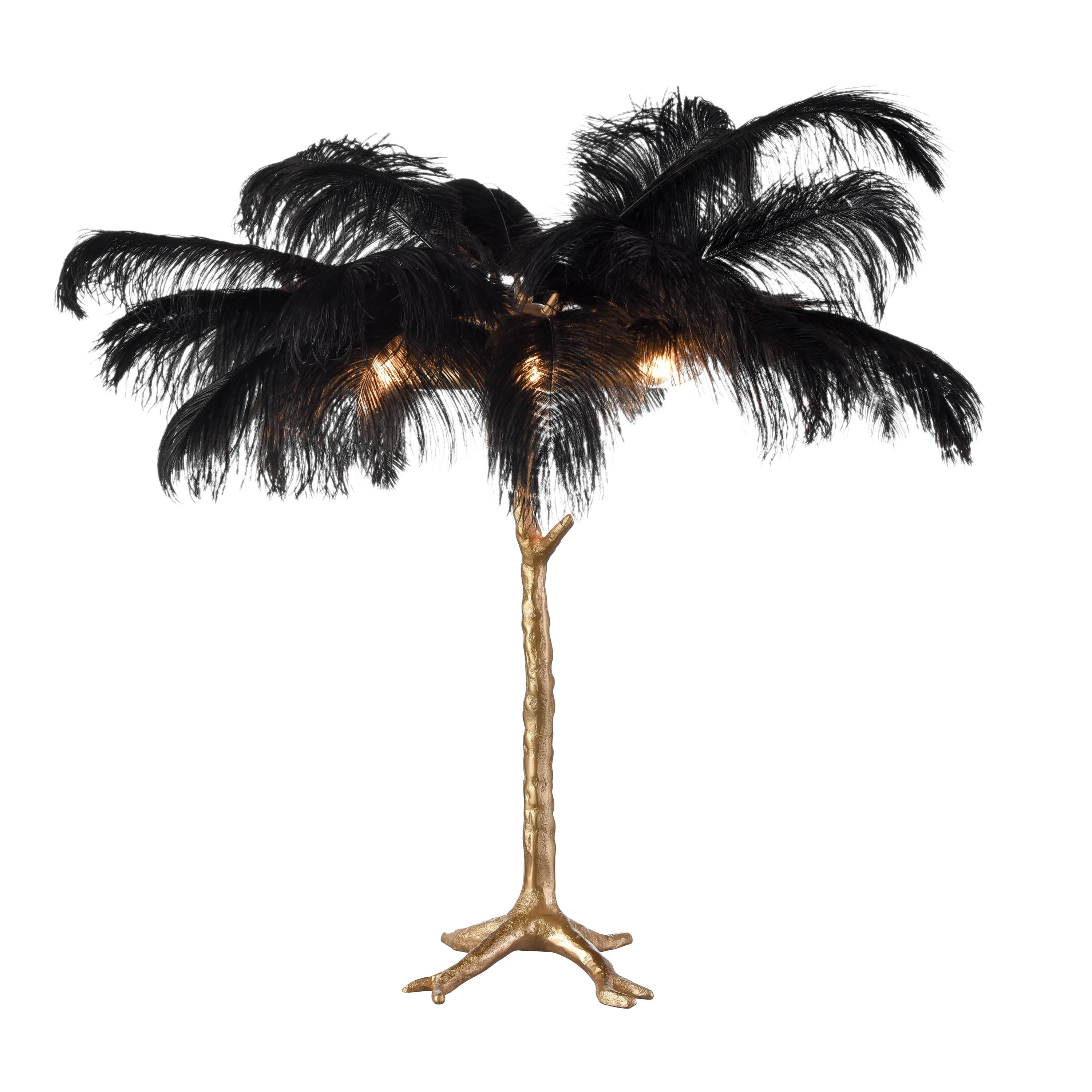 Black Ostrich Feather Table Lamp