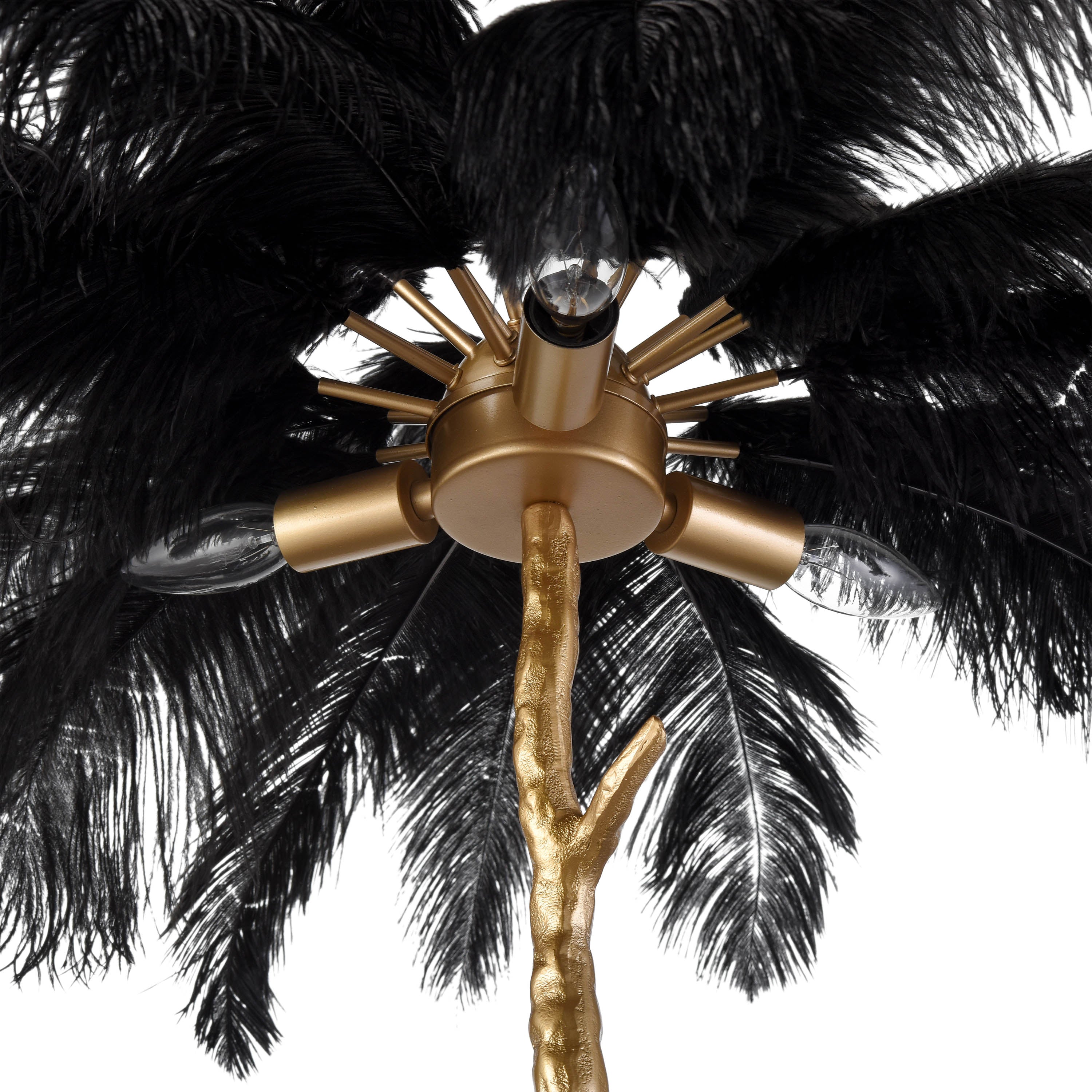 Black Ostrich Feather Table Lamp