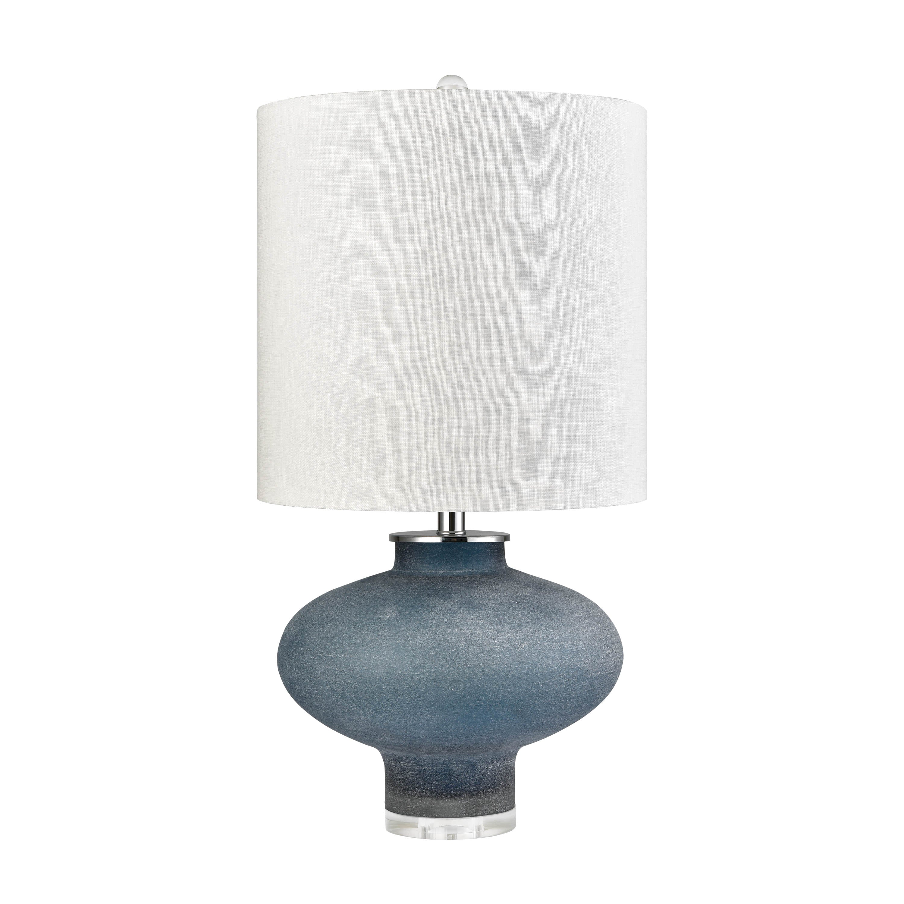 Frosted Blue Art Glass Table Lamp