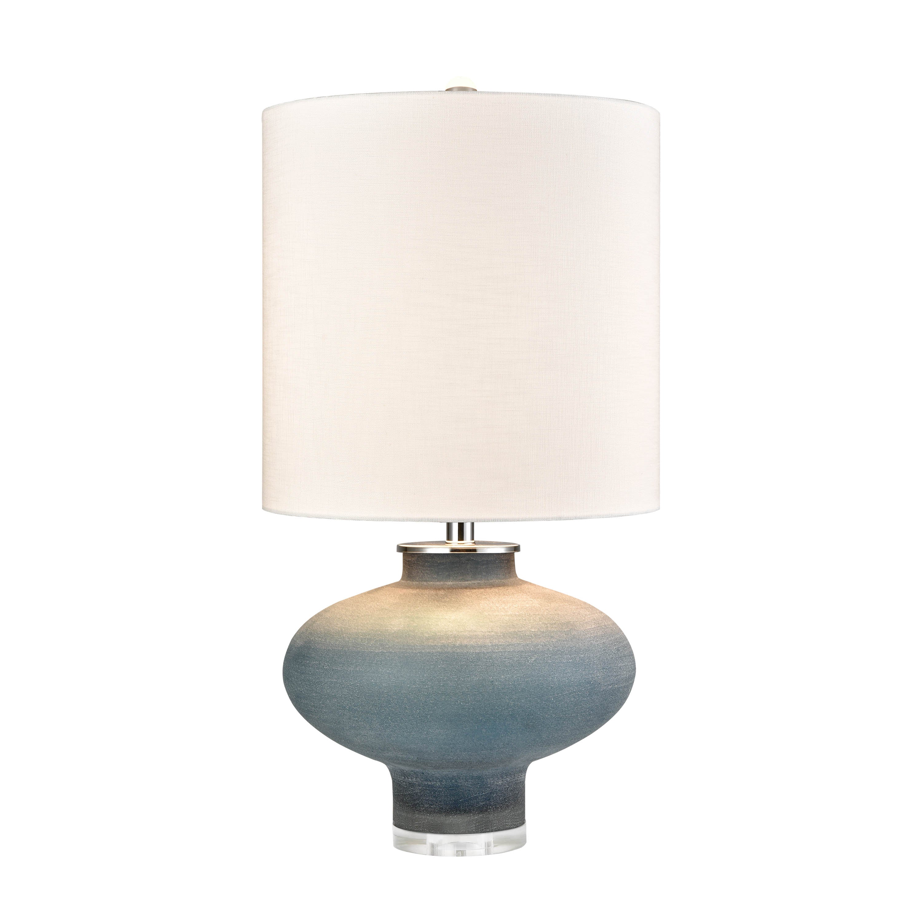 Frosted Blue Art Glass Table Lamp