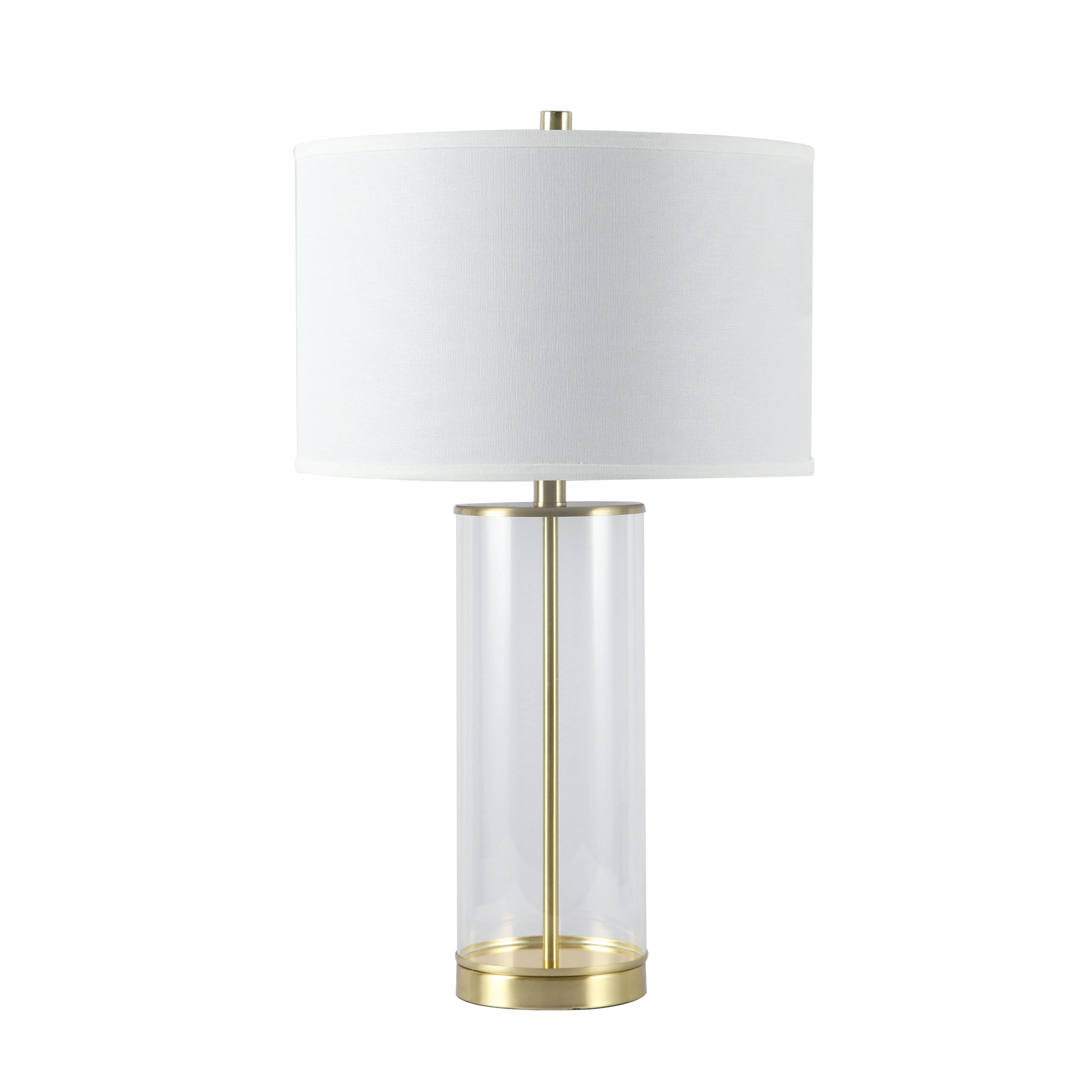 Clear Column Glass Table Lamp Brass Base