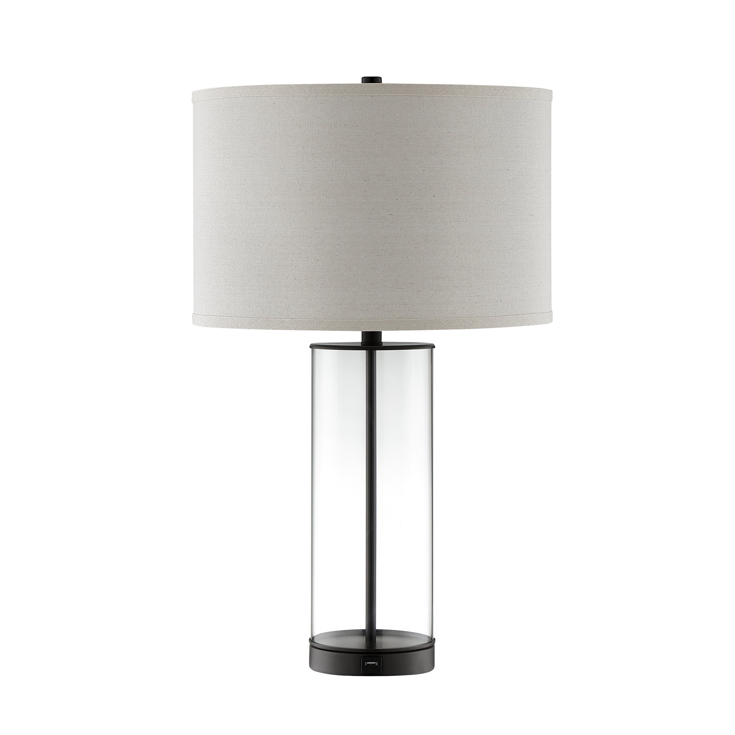 Clear Column Glass Table Lamp Black Base