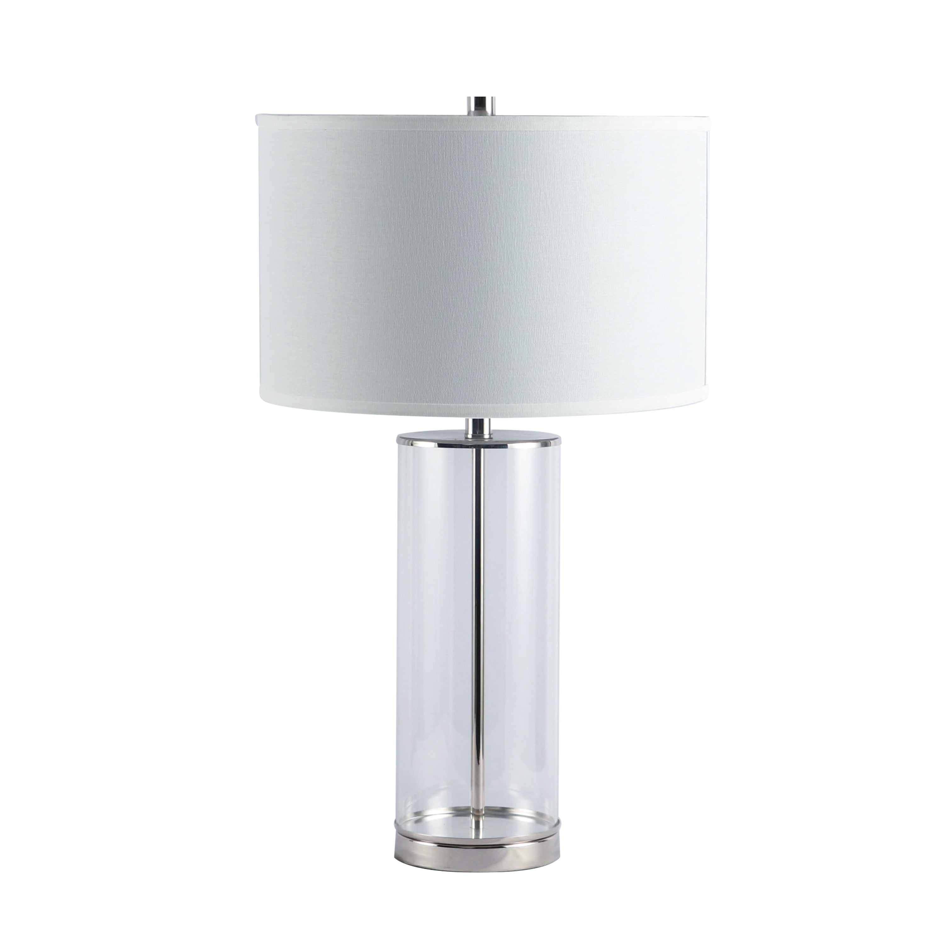 Clear Column Glass Table Lamp Nickle Base