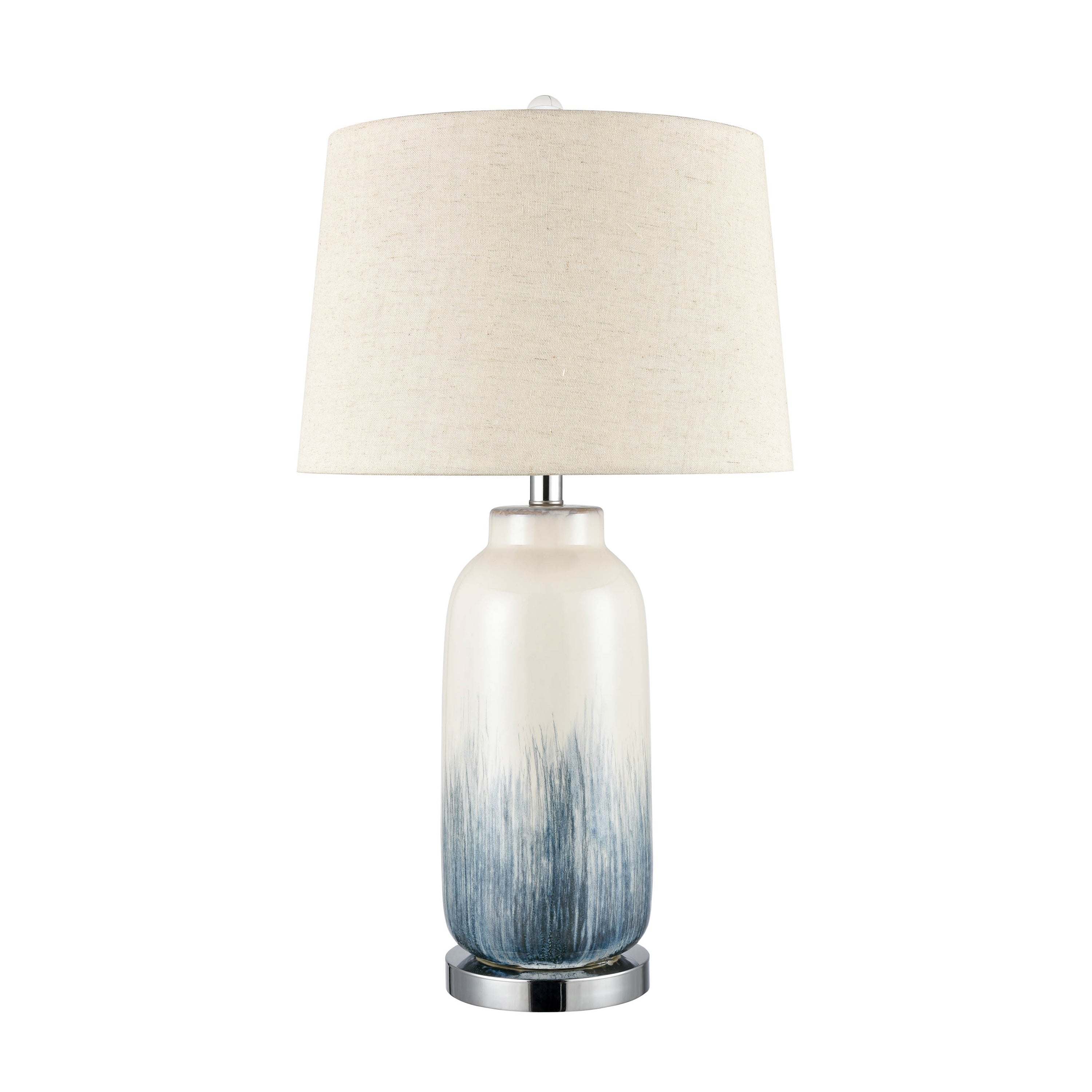 Painted Blue Brushstroke Transitional Ceramic Table Lamp