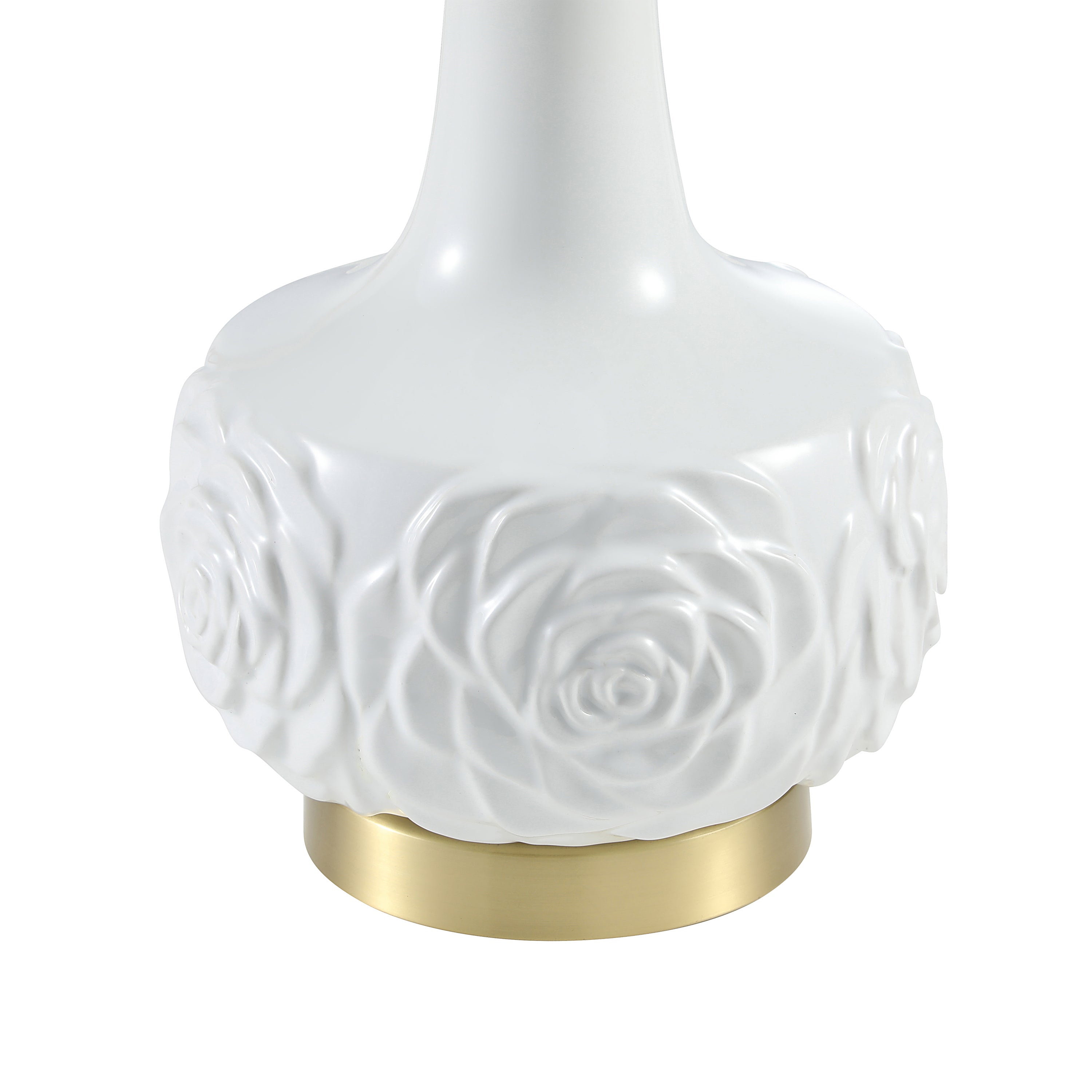 White Rose Pattern Featured Ceramic Table Lamp