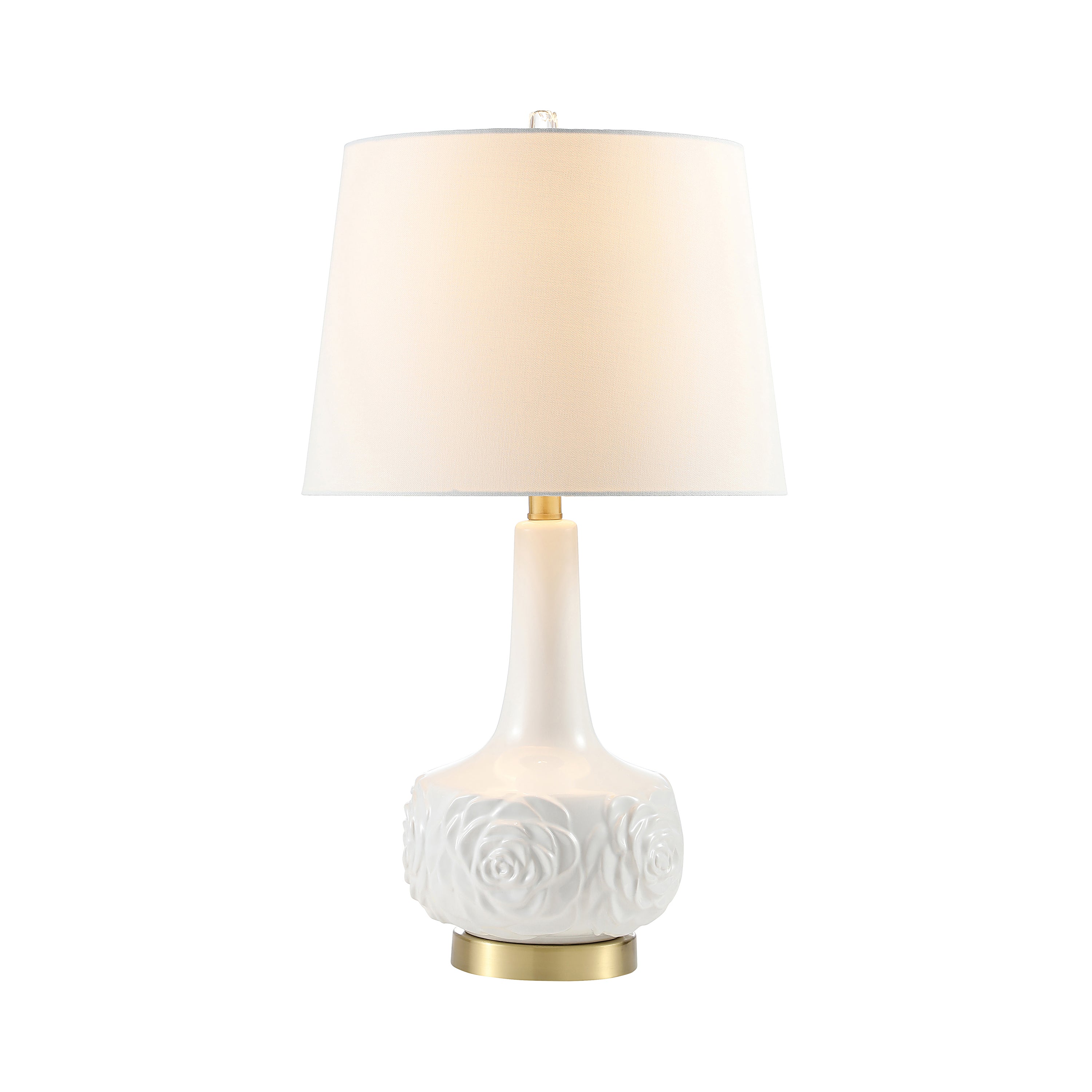 White Rose Pattern Featured Ceramic Table Lamp