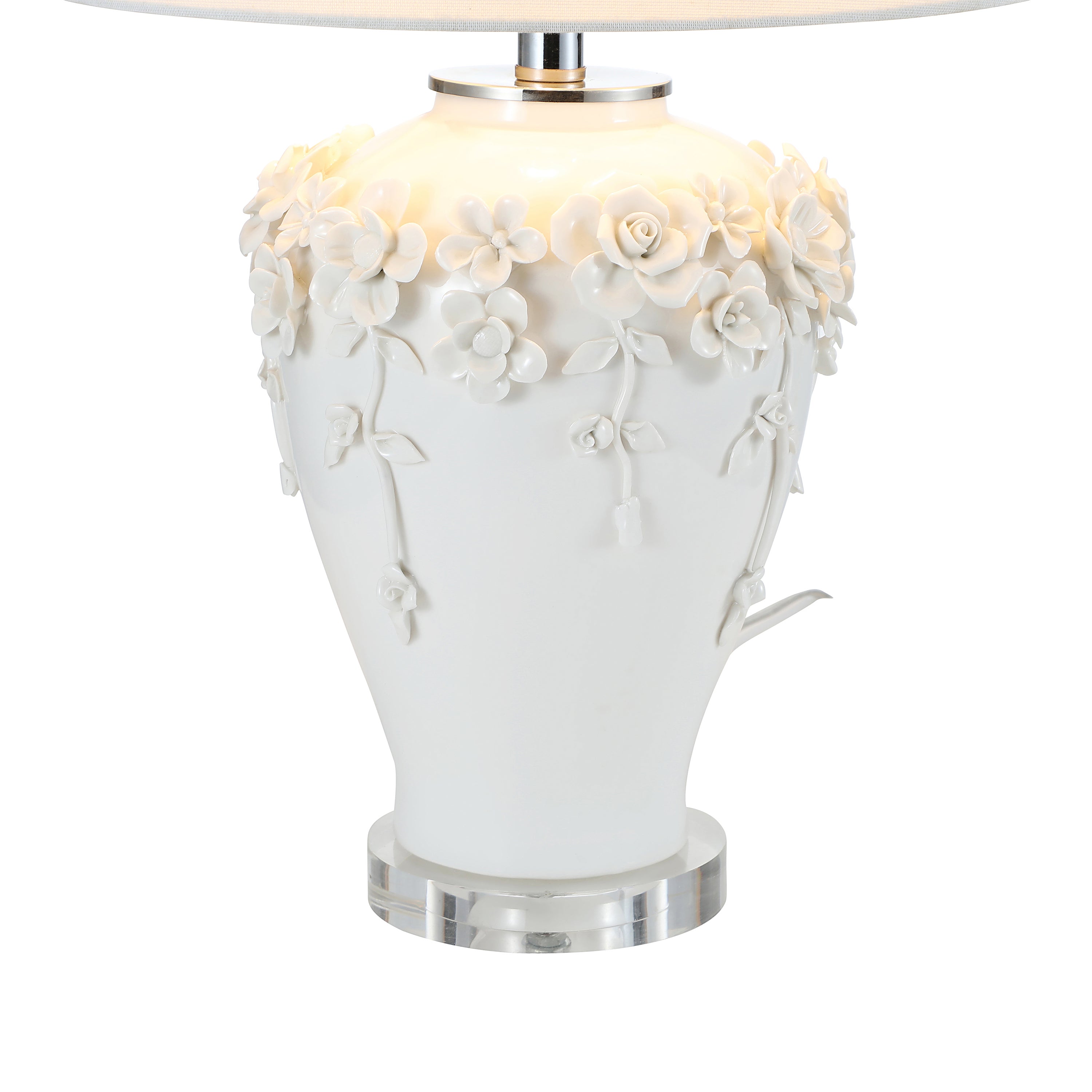 White Florals Classic Vase Ceramic Table Lamp