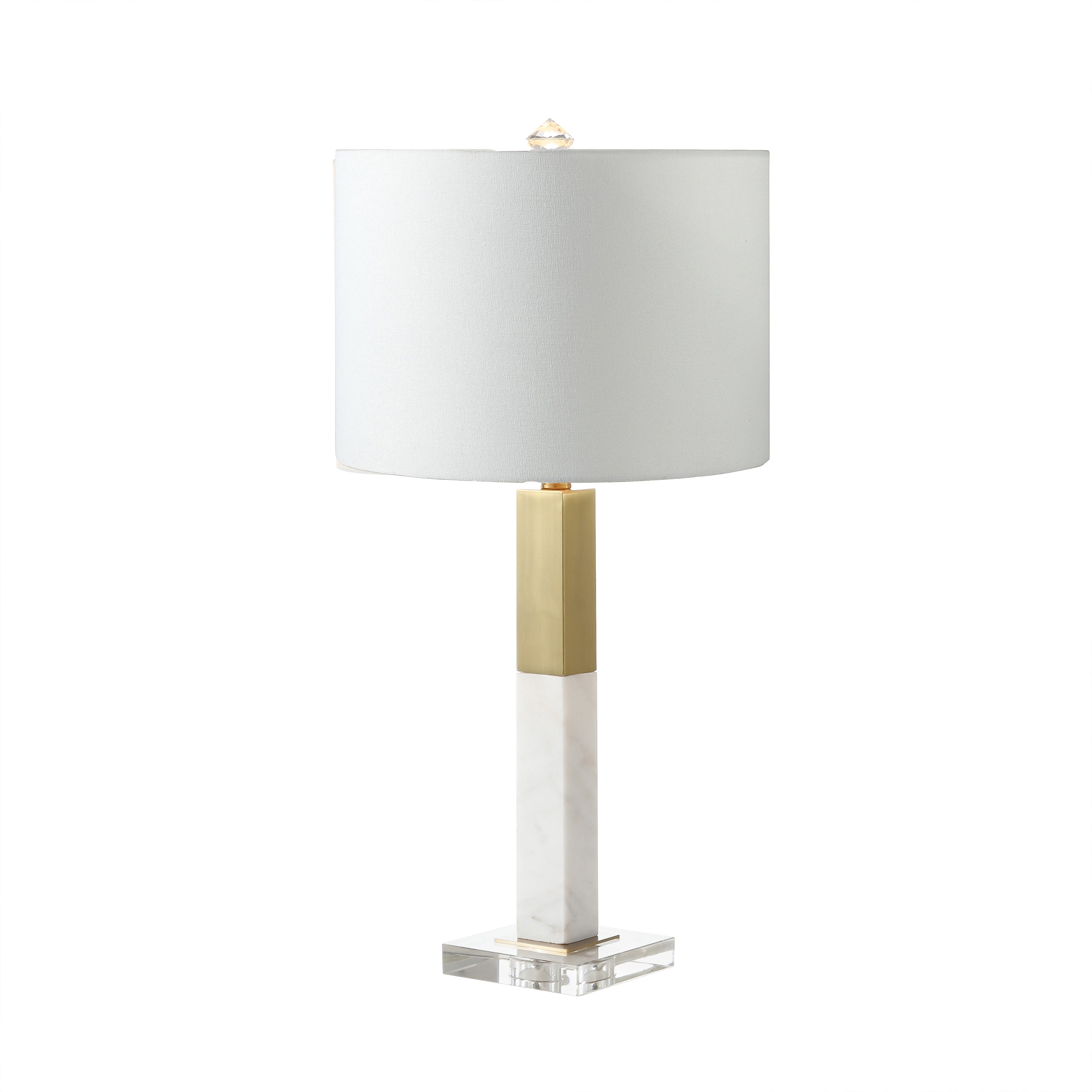 Two-Tone Metal White Marble Table Lamp