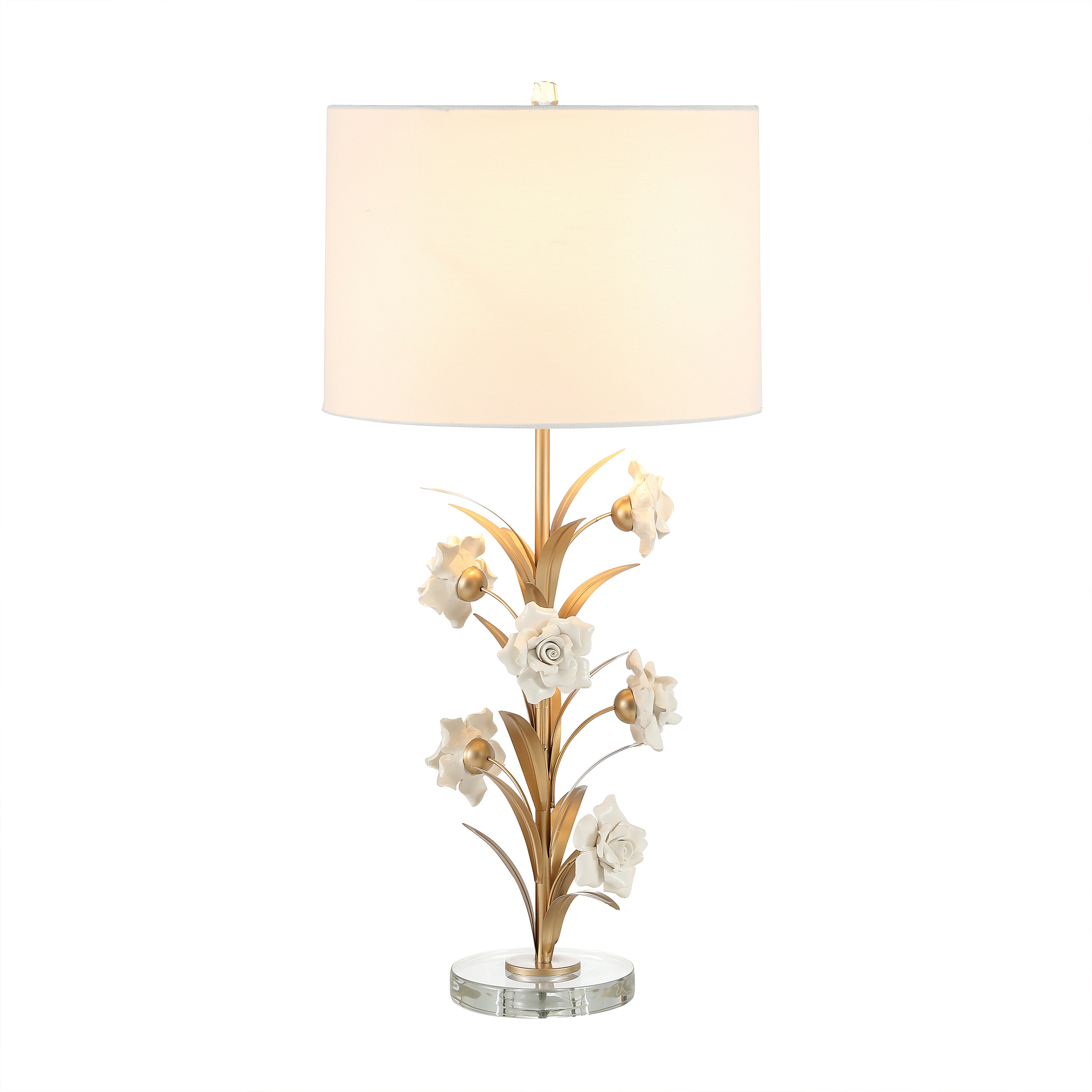 White Ceramic Rose Table Lamp