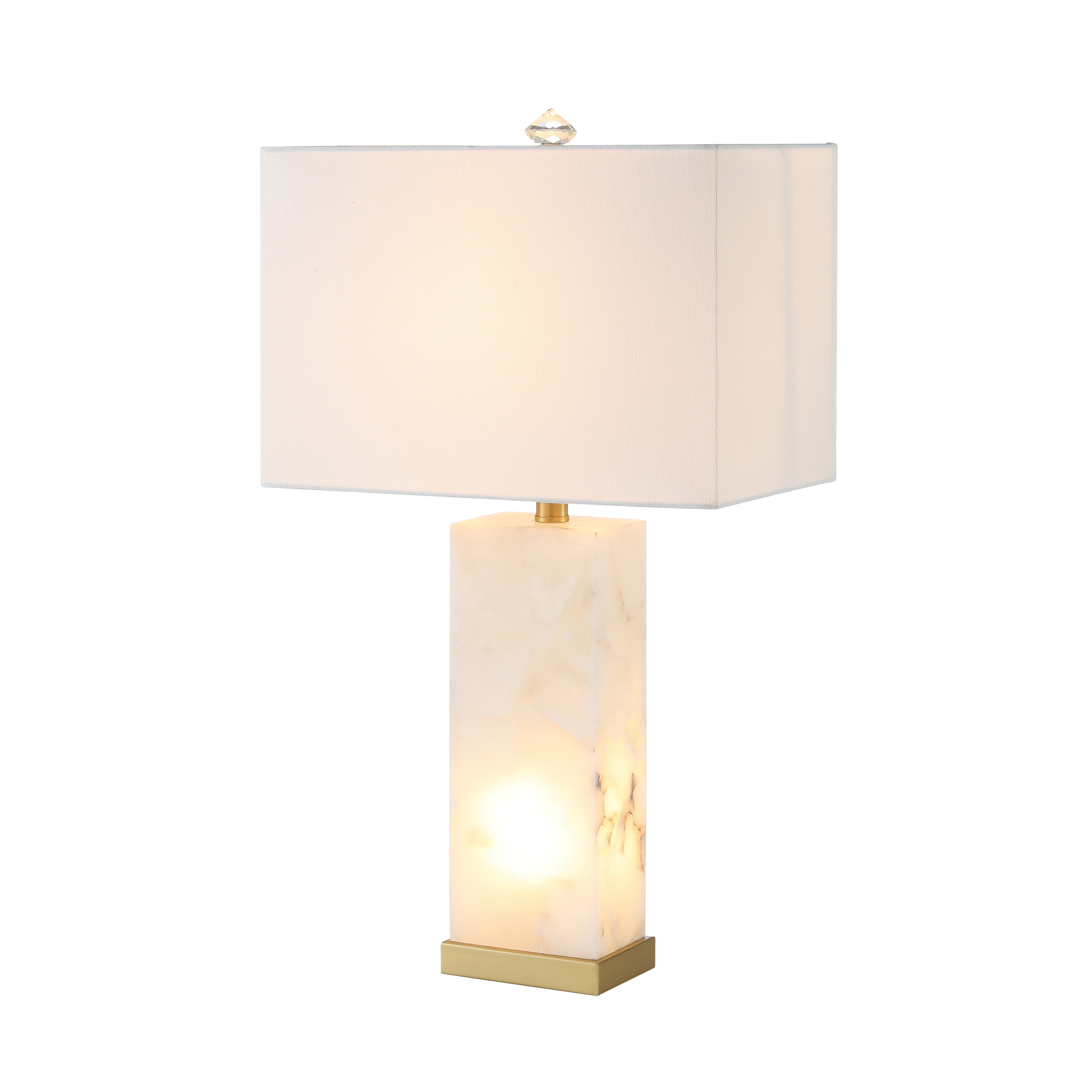 Alabaster Rectangular Table Lamp with Night Light