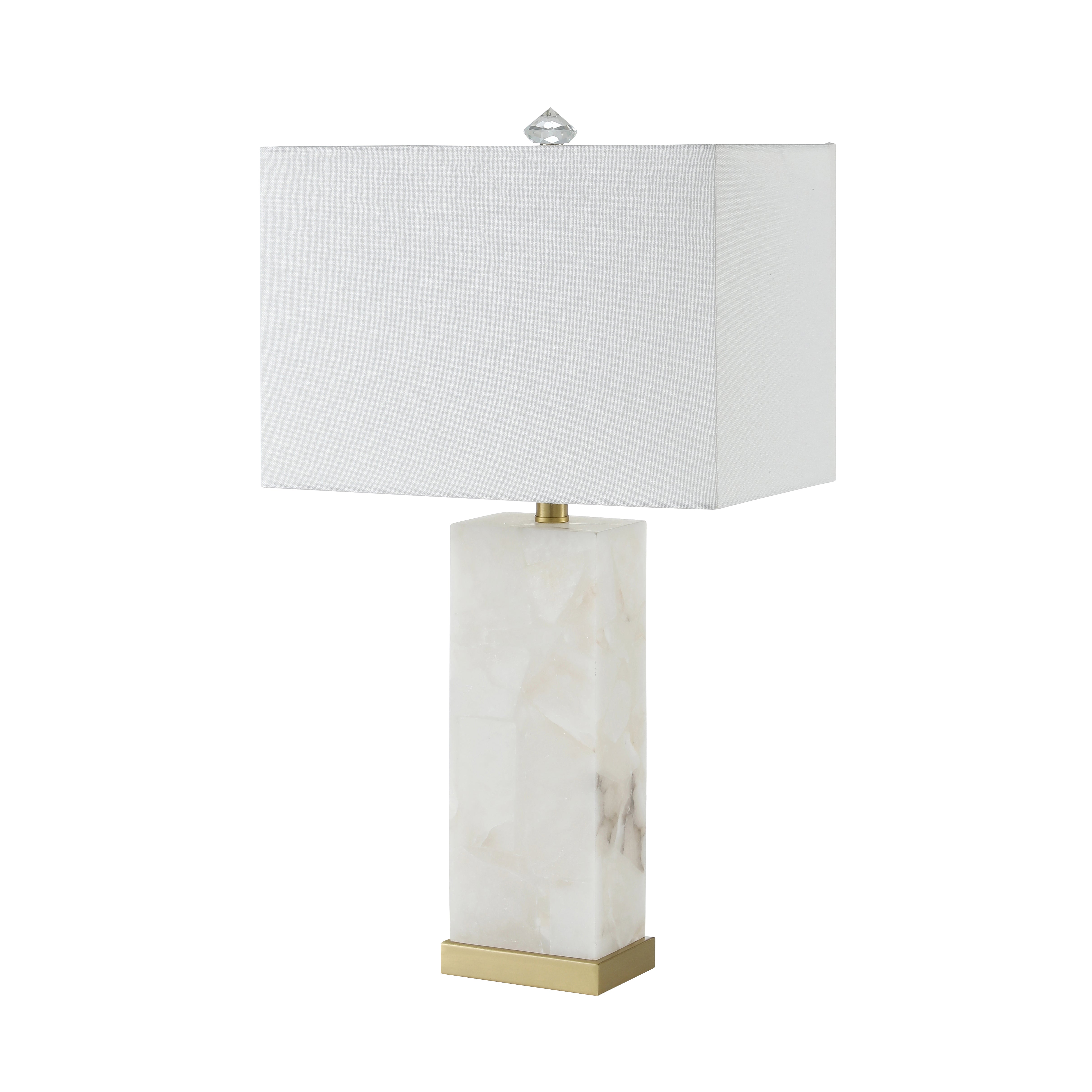 Alabaster Rectangular Table Lamp with Night Light