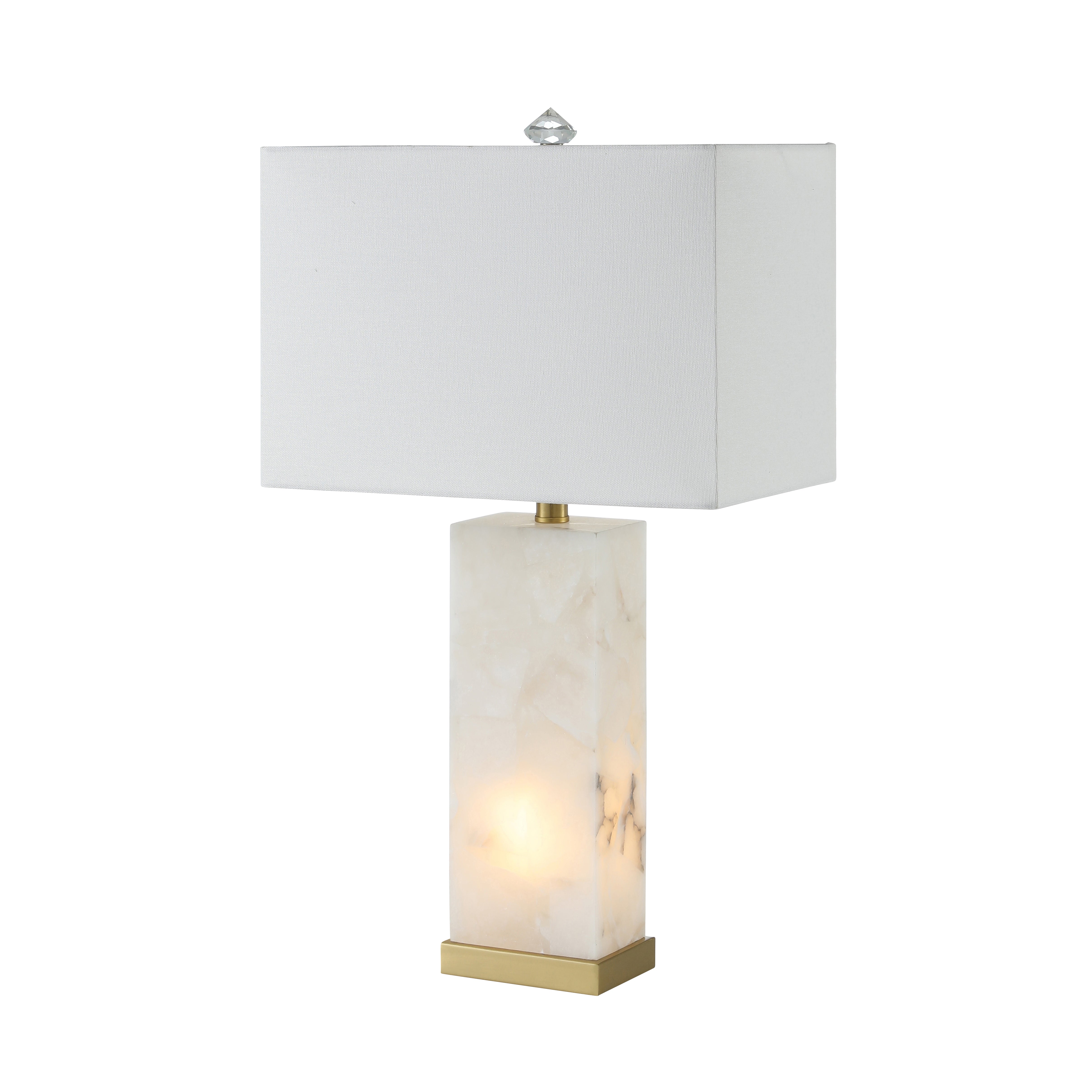 Alabaster Rectangular Table Lamp with Night Light