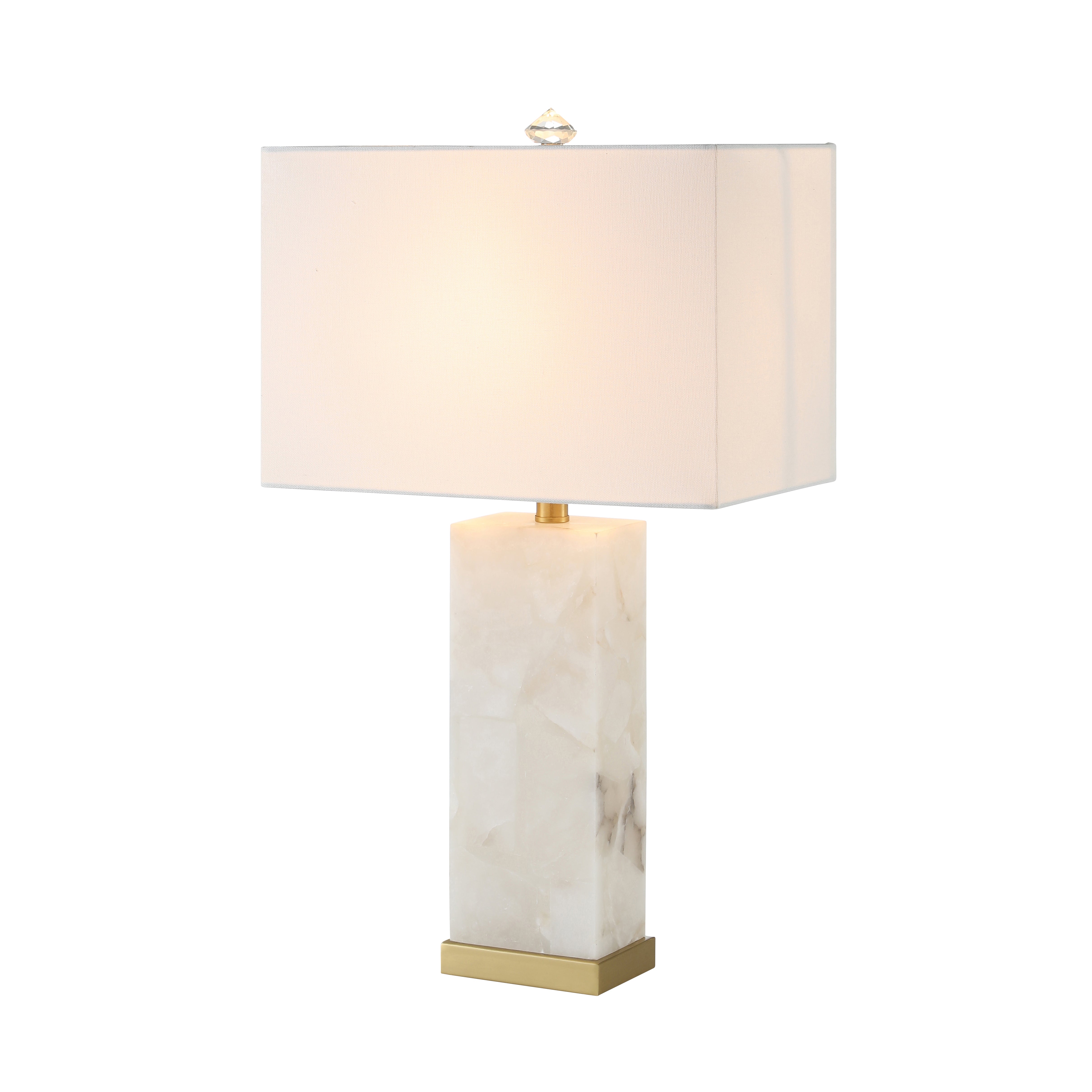 Alabaster Rectangular Table Lamp with Night Light