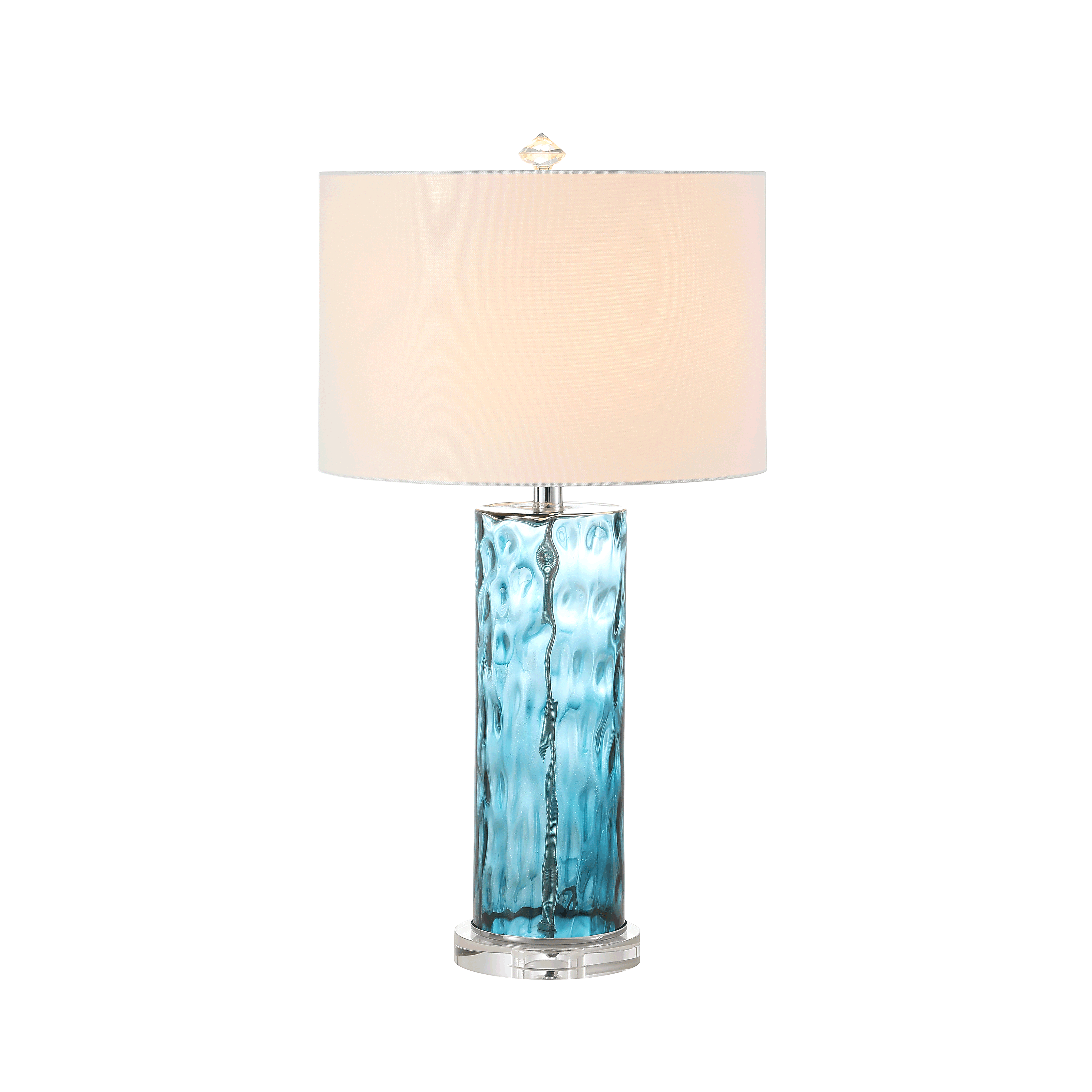 Blue Watery Texture Column Glass Table Lamp