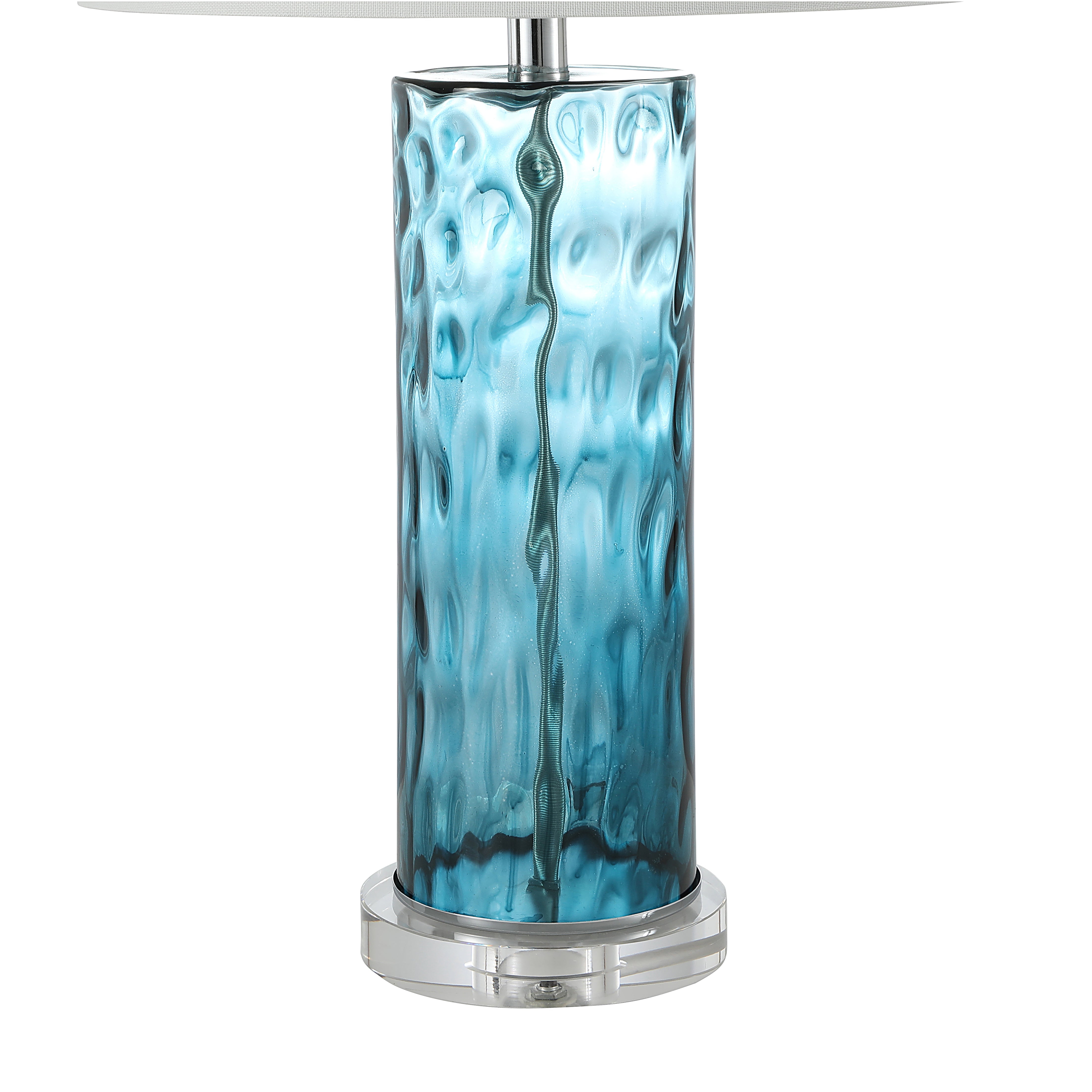 Blue Watery Texture Column Glass Table Lamp