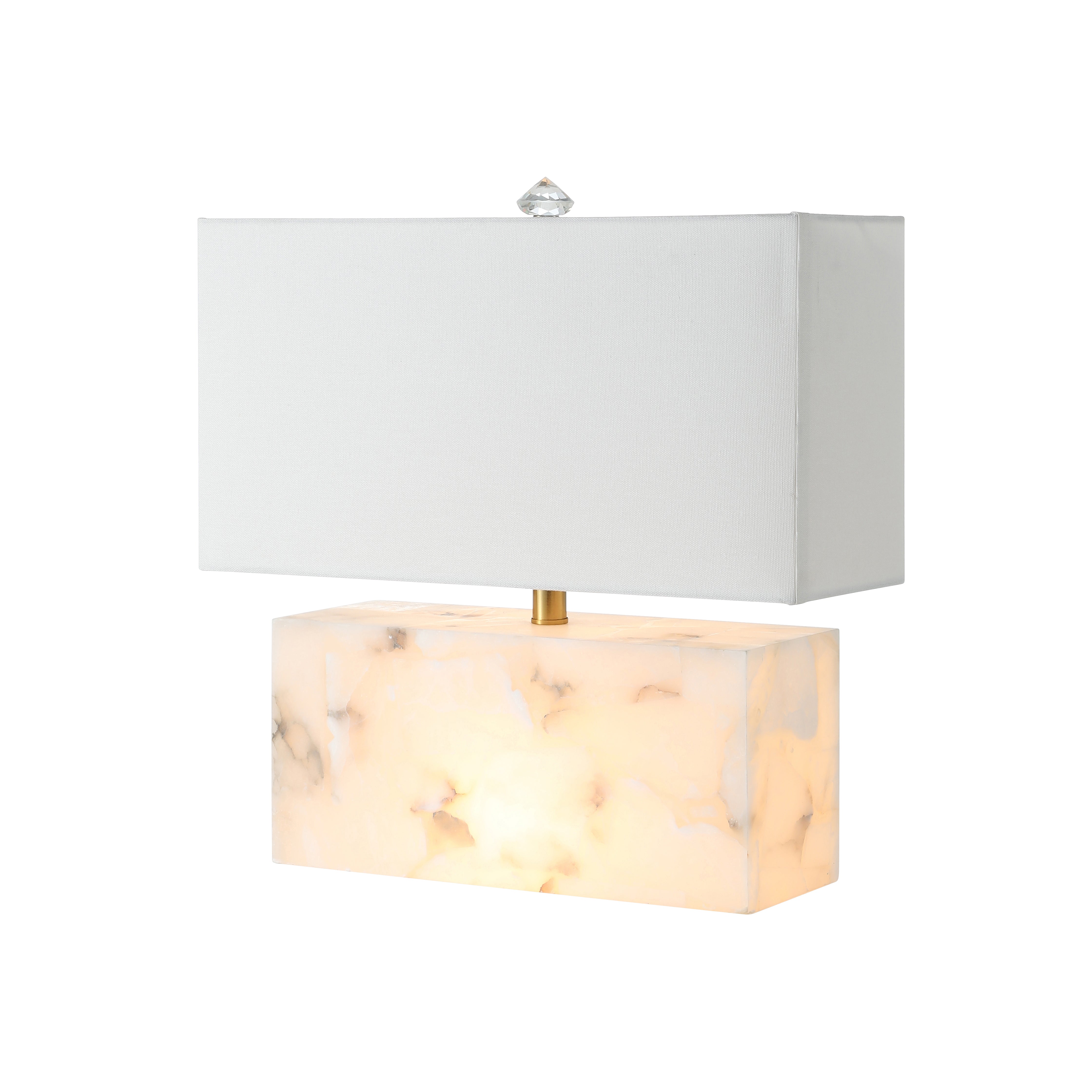 Alabaster Brick Table Lamp with Night Light