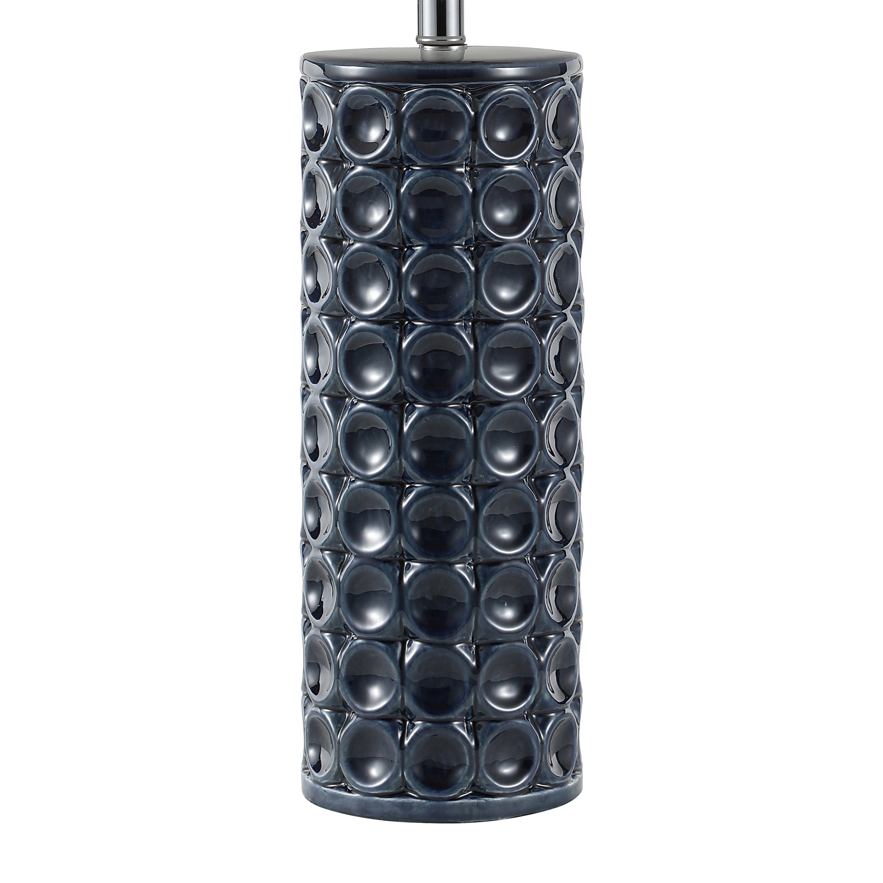 Concave Navy Dot Pattern Column Ceramic Table Lamp