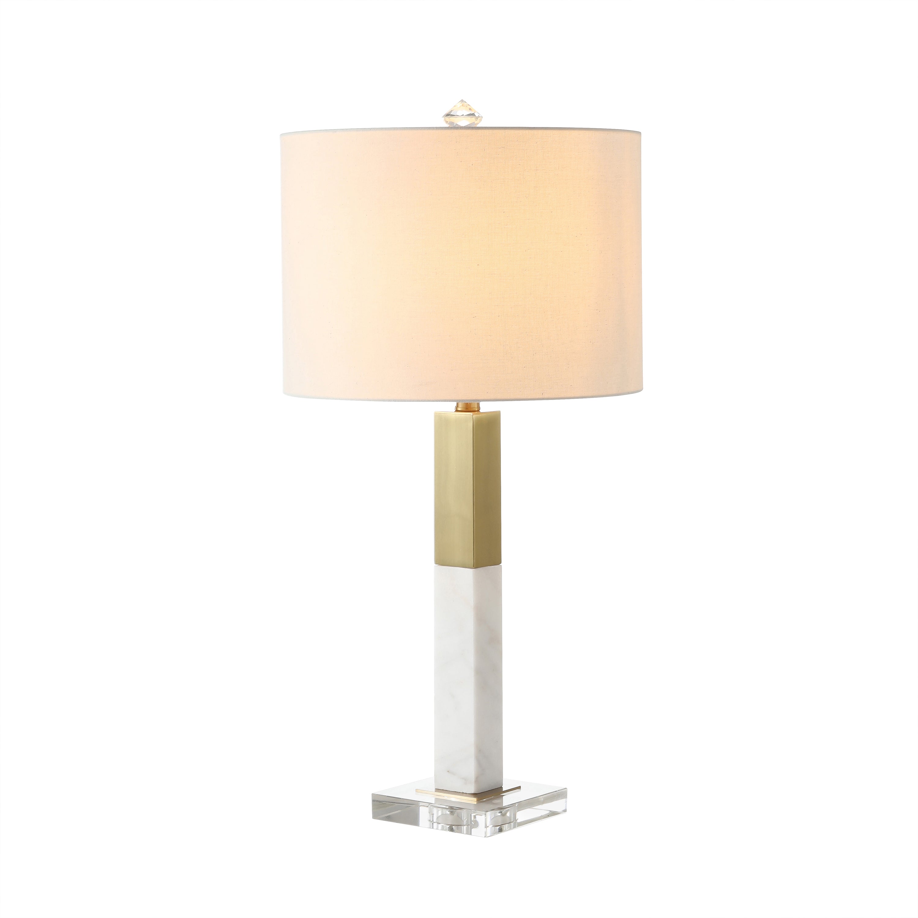 Two-Tone Metal White Marble Table Lamp