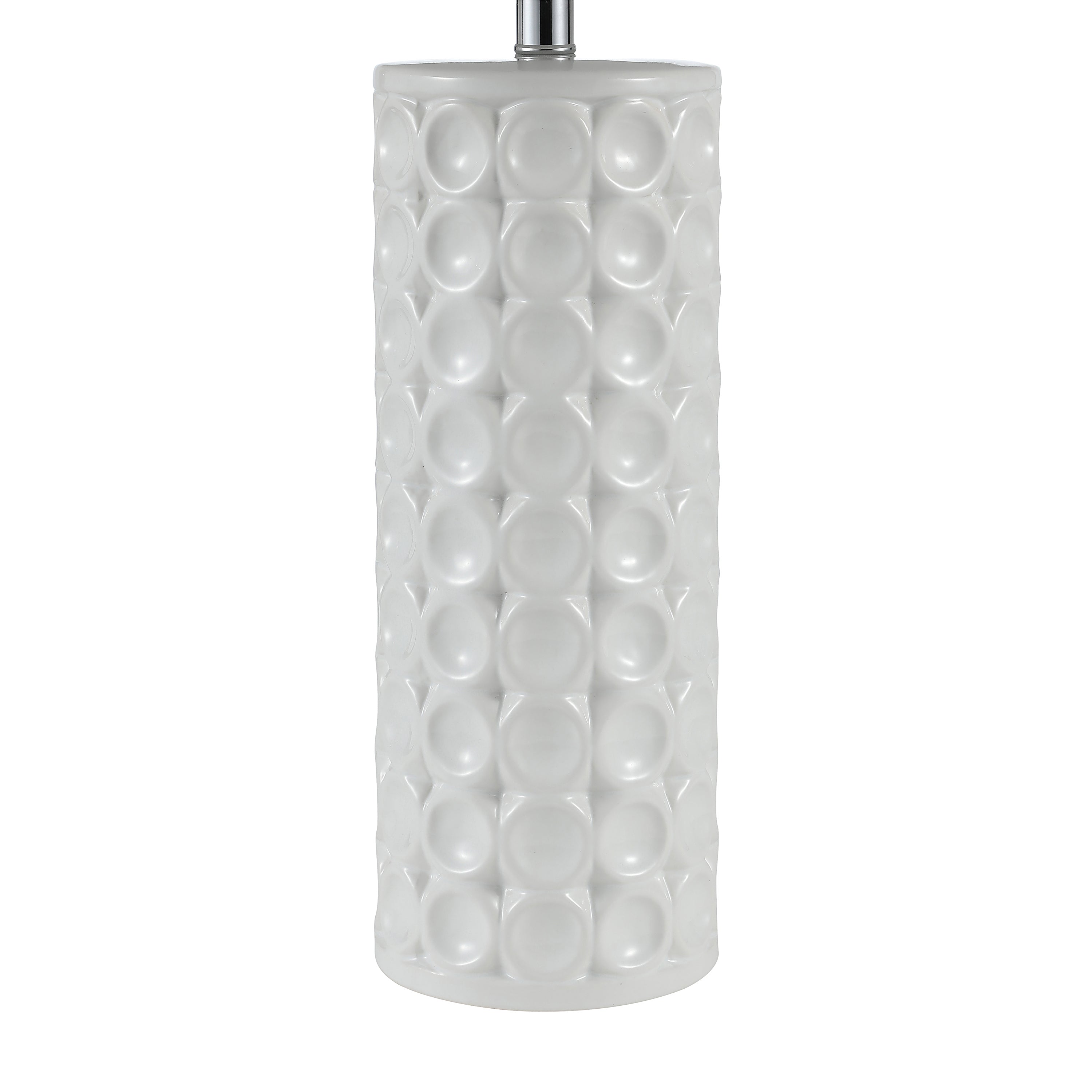 Concave White Dot Pattern Column Ceramic Table Lamp